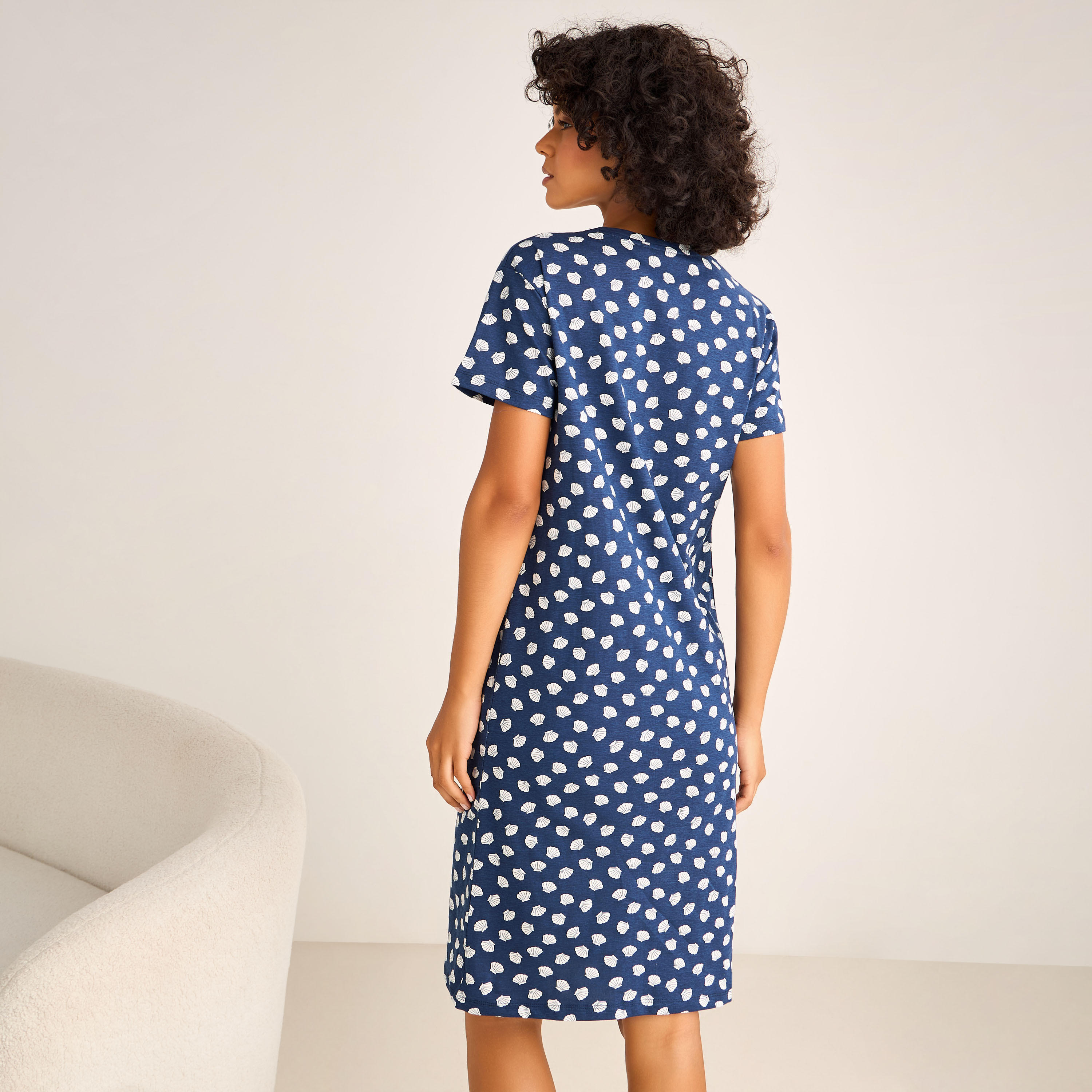 Printed Sleepshirt with Short Sleeves-women-clothing-nightwear-nighties-image-3