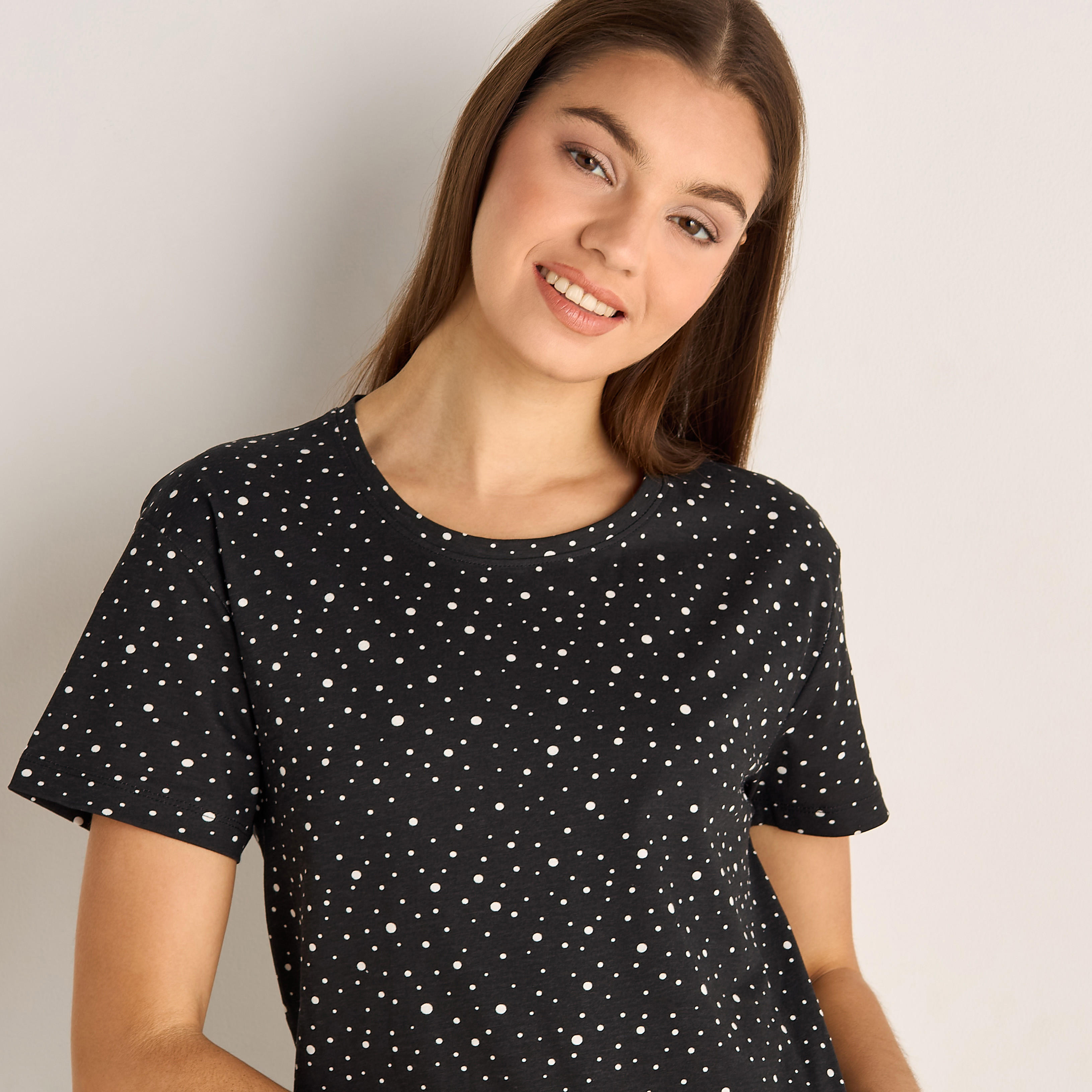 Printed Sleepshirt with Short Sleeves-women-clothing-nightwear-nighties-image-4