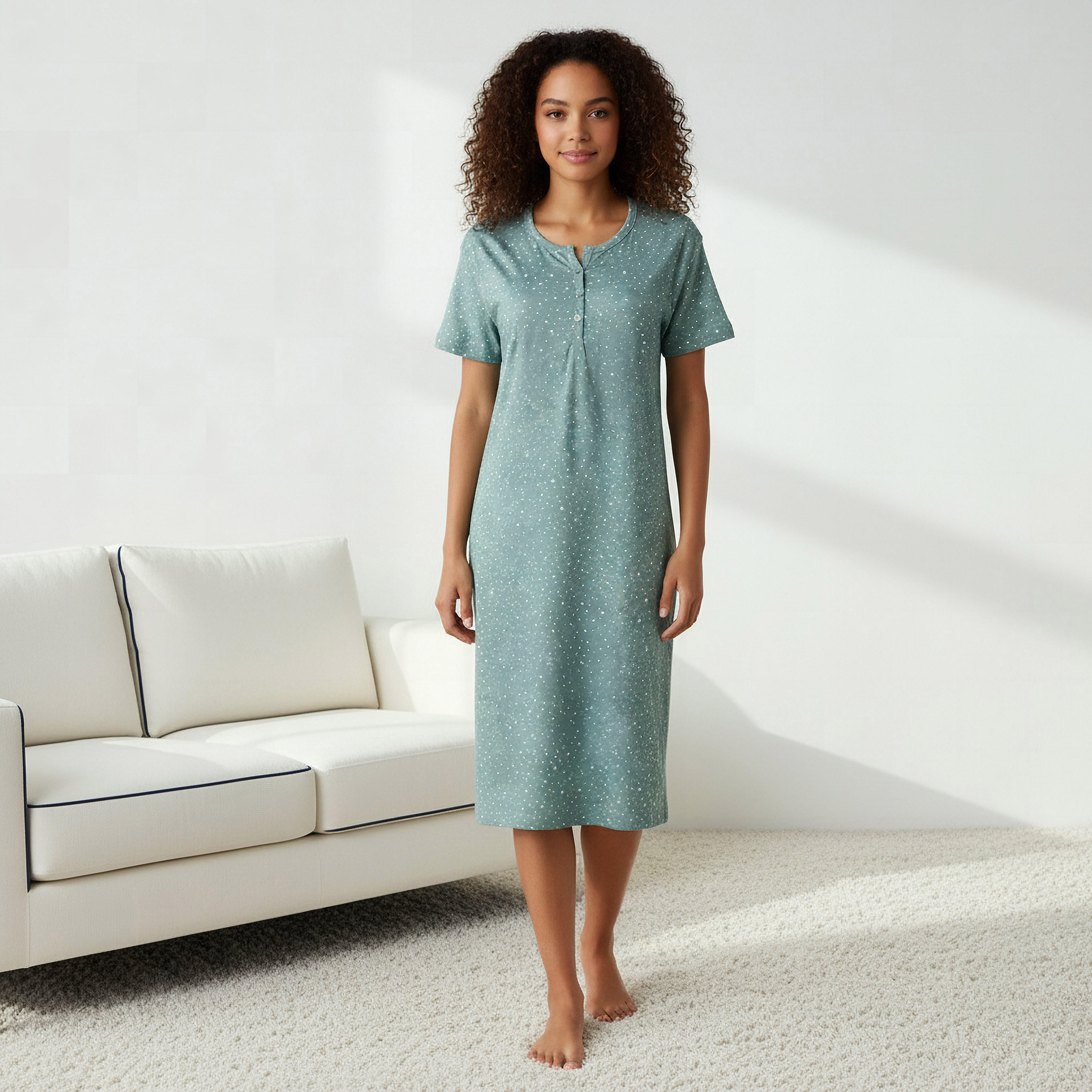 قميص نوم بطبعات وأكمام قصيرة-women-clothing-nightwear-nighties-image-1