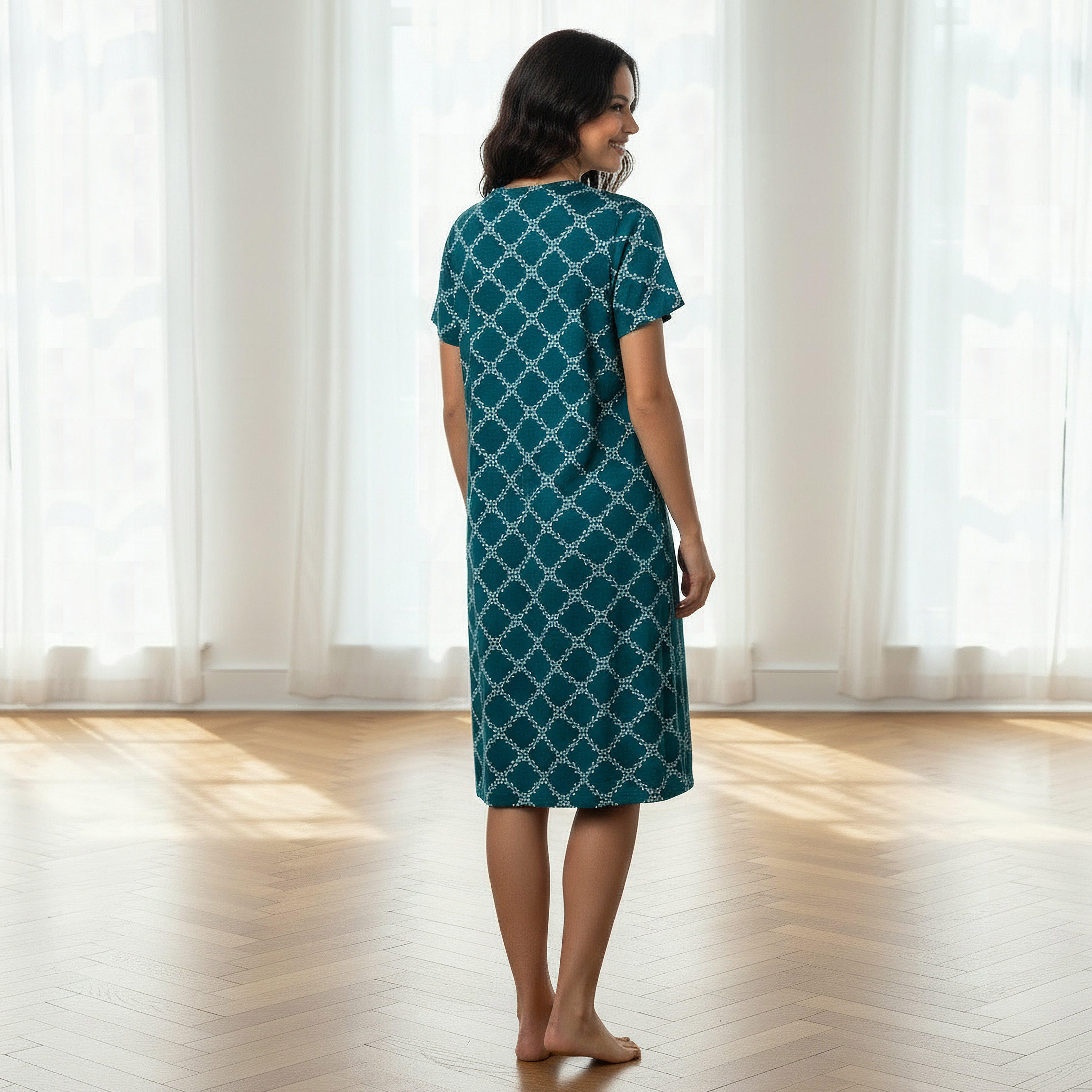 Printed Sleepshirt with Short Sleeves-women-clothing-nightwear-nighties-image-3