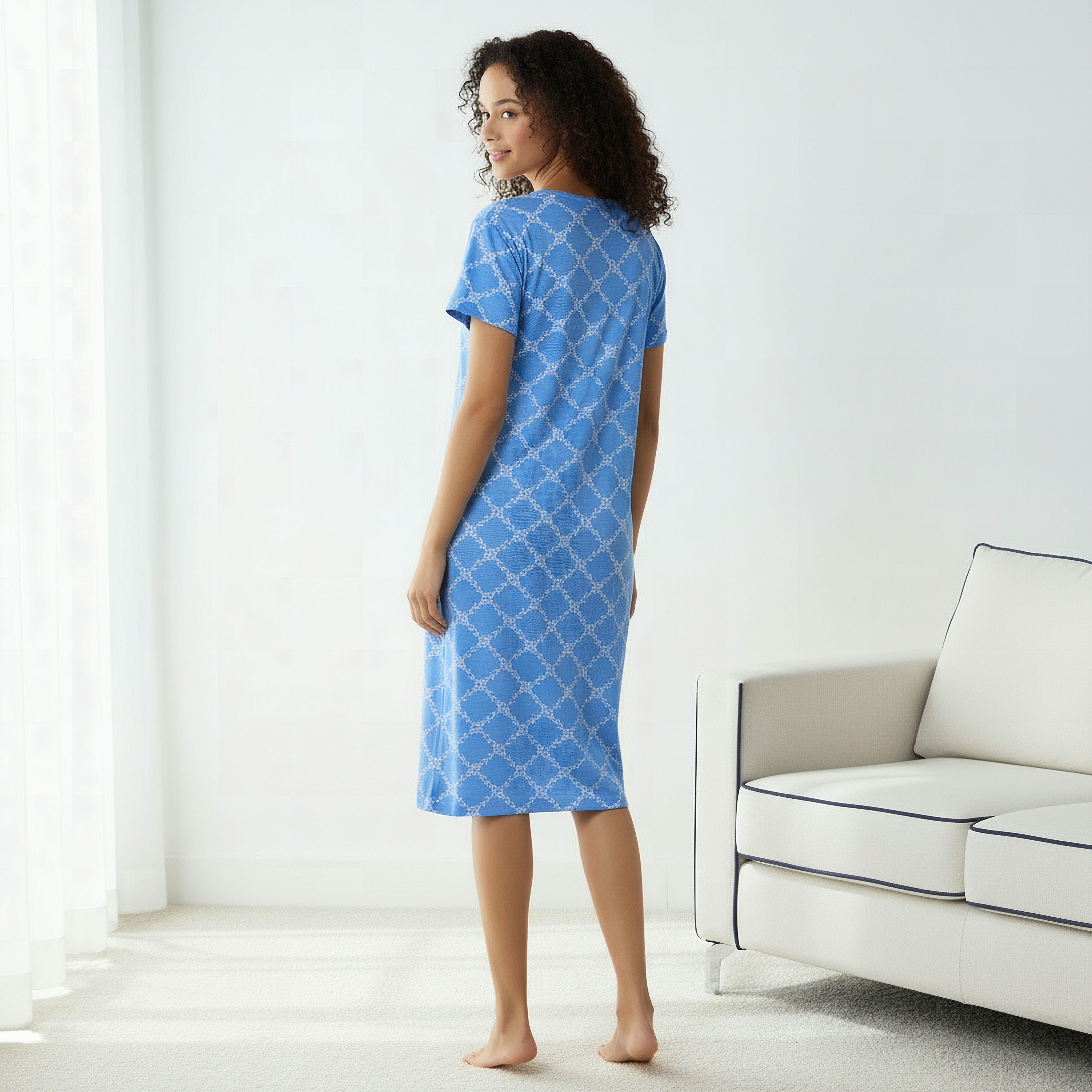 Printed Sleepshirt with Short Sleeves-women-clothing-nightwear-nighties-image-3