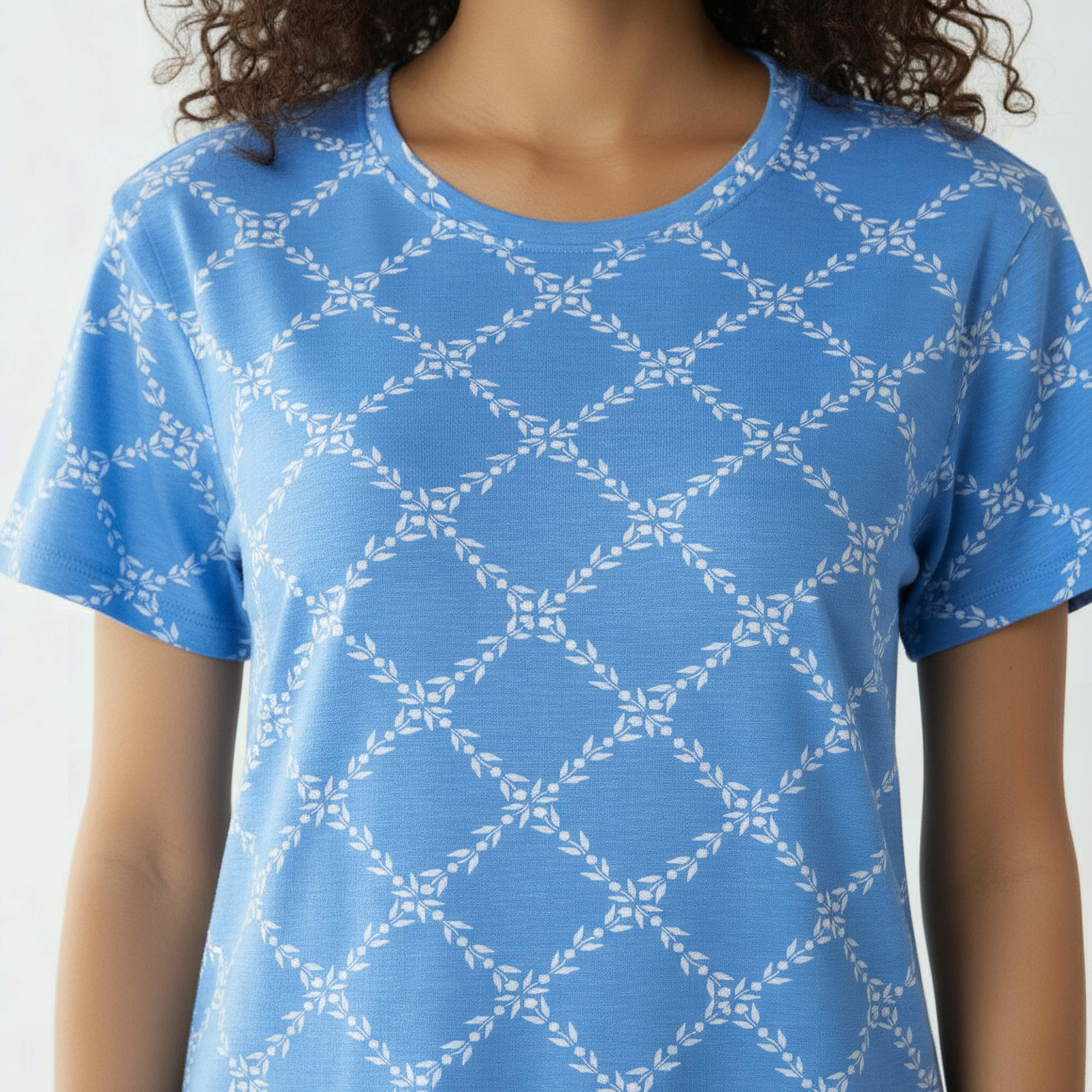 Printed Sleepshirt with Short Sleeves-women-clothing-nightwear-nighties-image-4