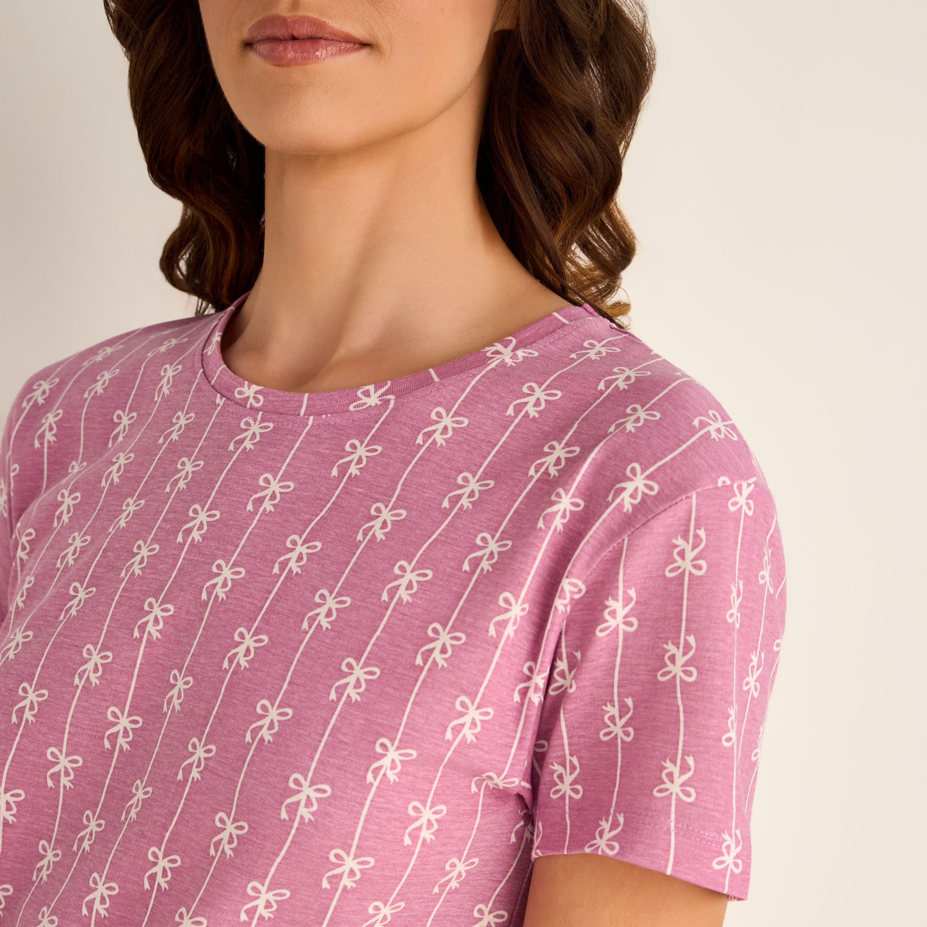Printed Sleepshirt with Short Sleeves-women-clothing-nightwear-nighties-image-3