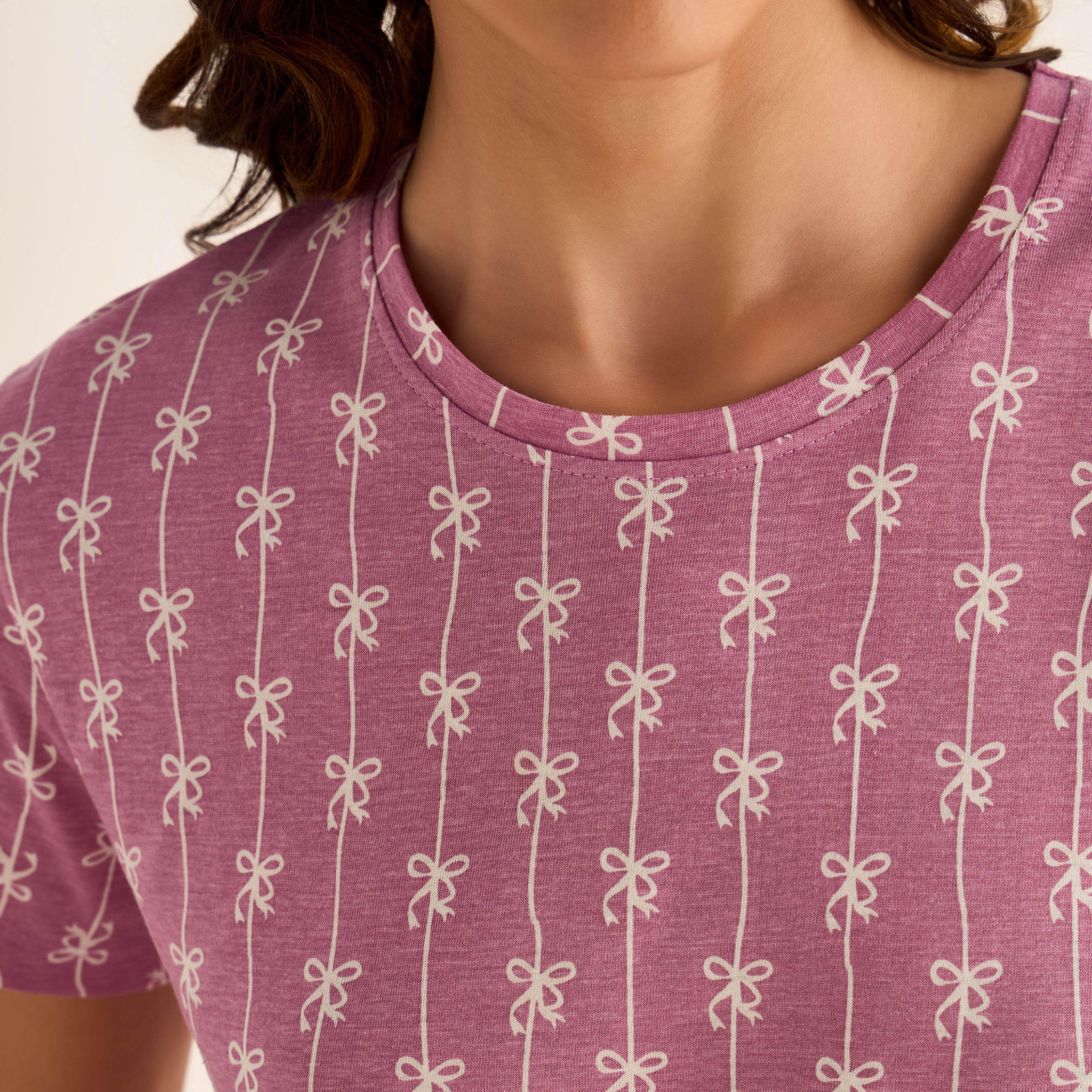 Printed Sleepshirt with Short Sleeves-women-clothing-nightwear-nighties-image-4
