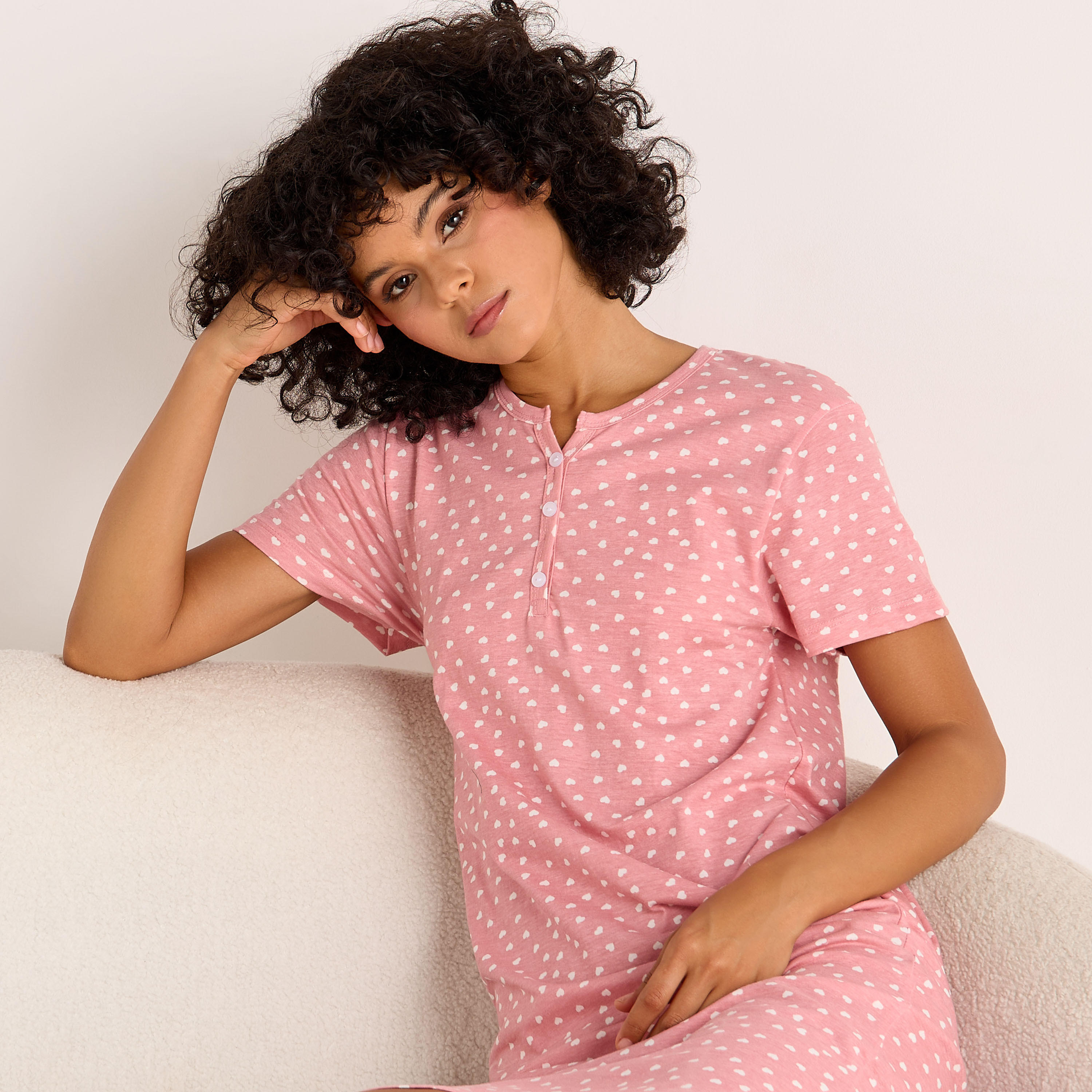 Printed Sleepshirt with Short Sleeves-women-clothing-nightwear-nighties-image-4