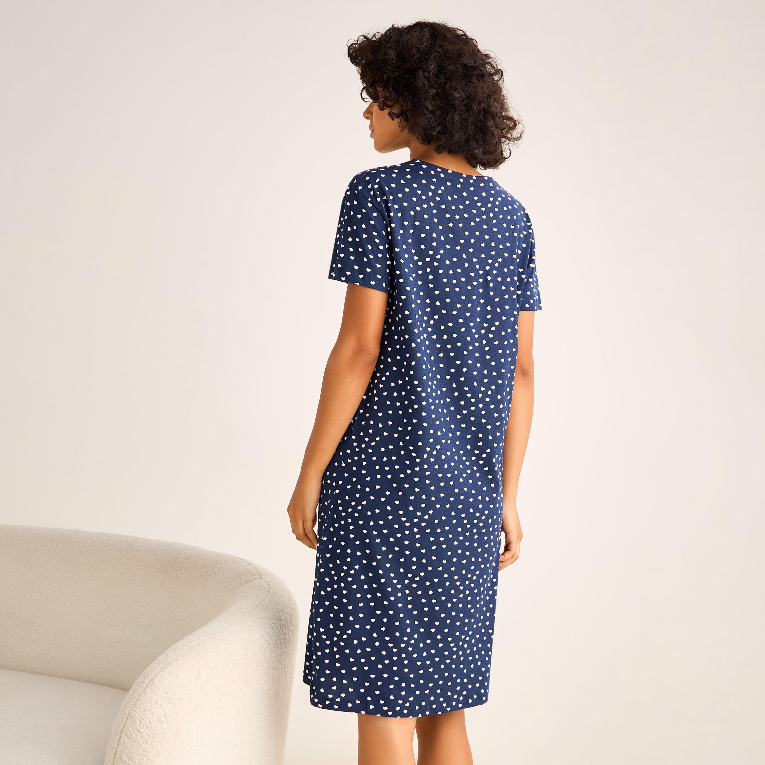 Printed Sleepshirt with Short Sleeves-women-clothing-nightwear-nighties-image-3