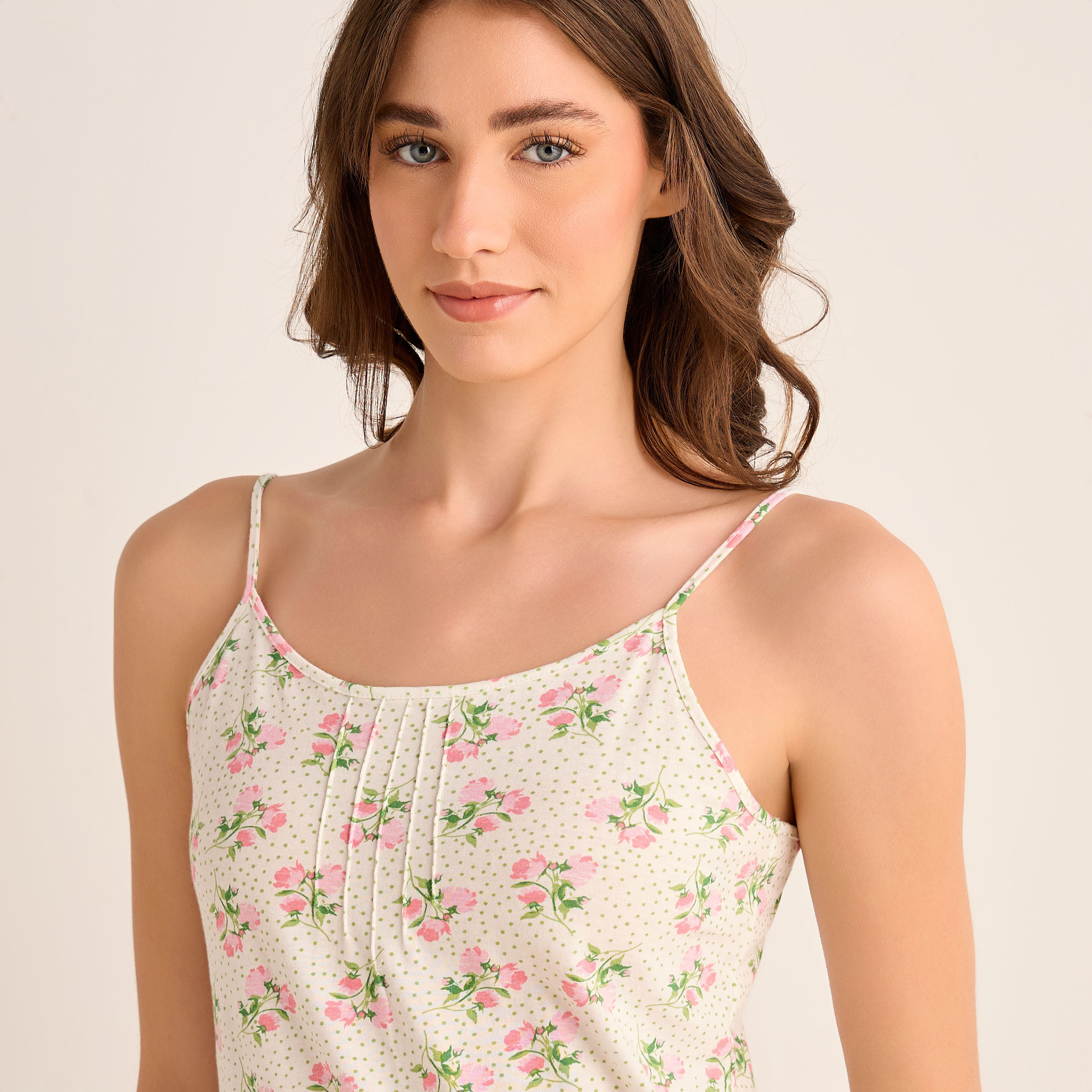 Set of 2 - Midi Slip Dress Strappy Ruffled Hem Cotton-women-clothing-nightwear-nighties-image-5