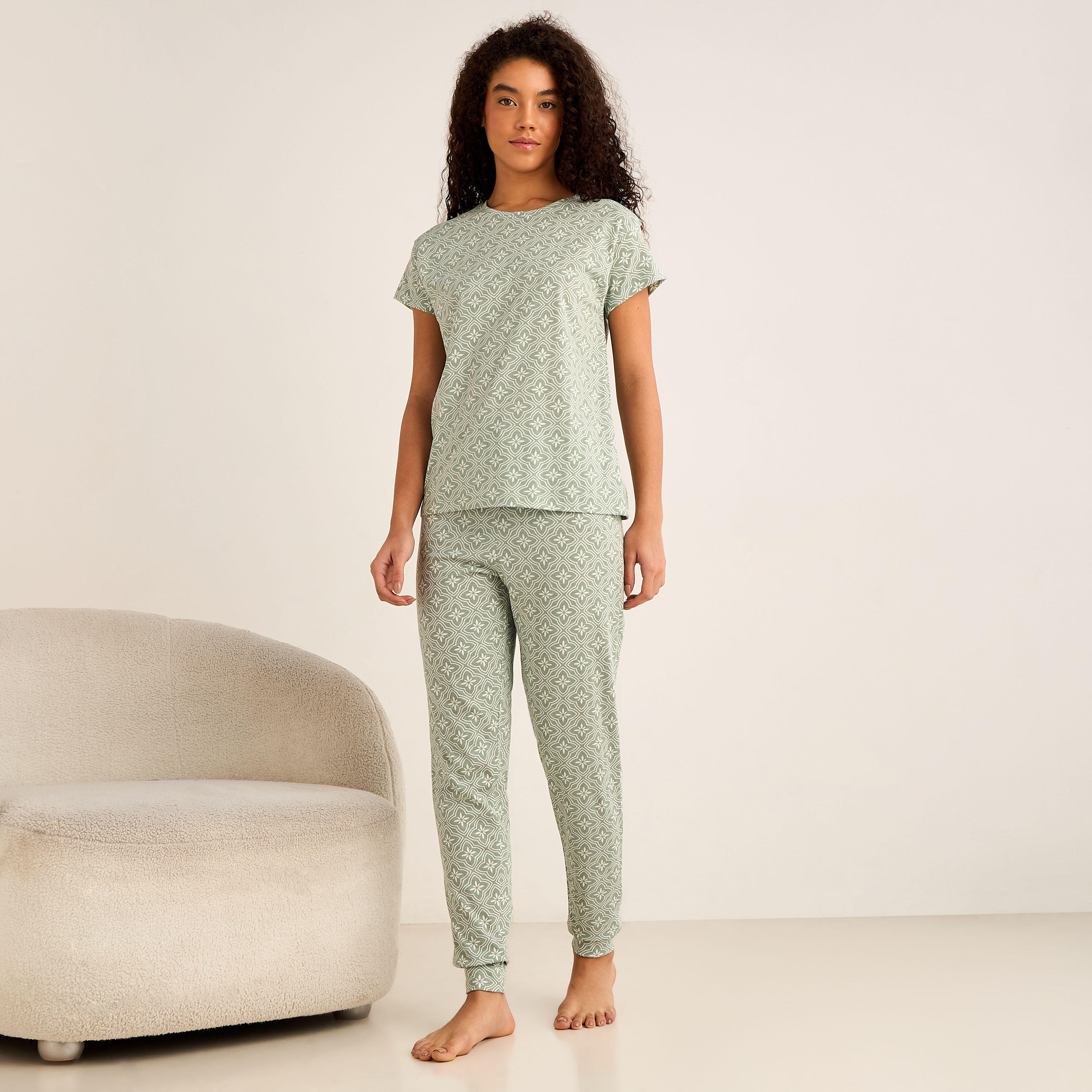 Pyjama Set Printed T-shirt & Pyjama-women-clothing-nightwear-pyjamas-longsets-image-1