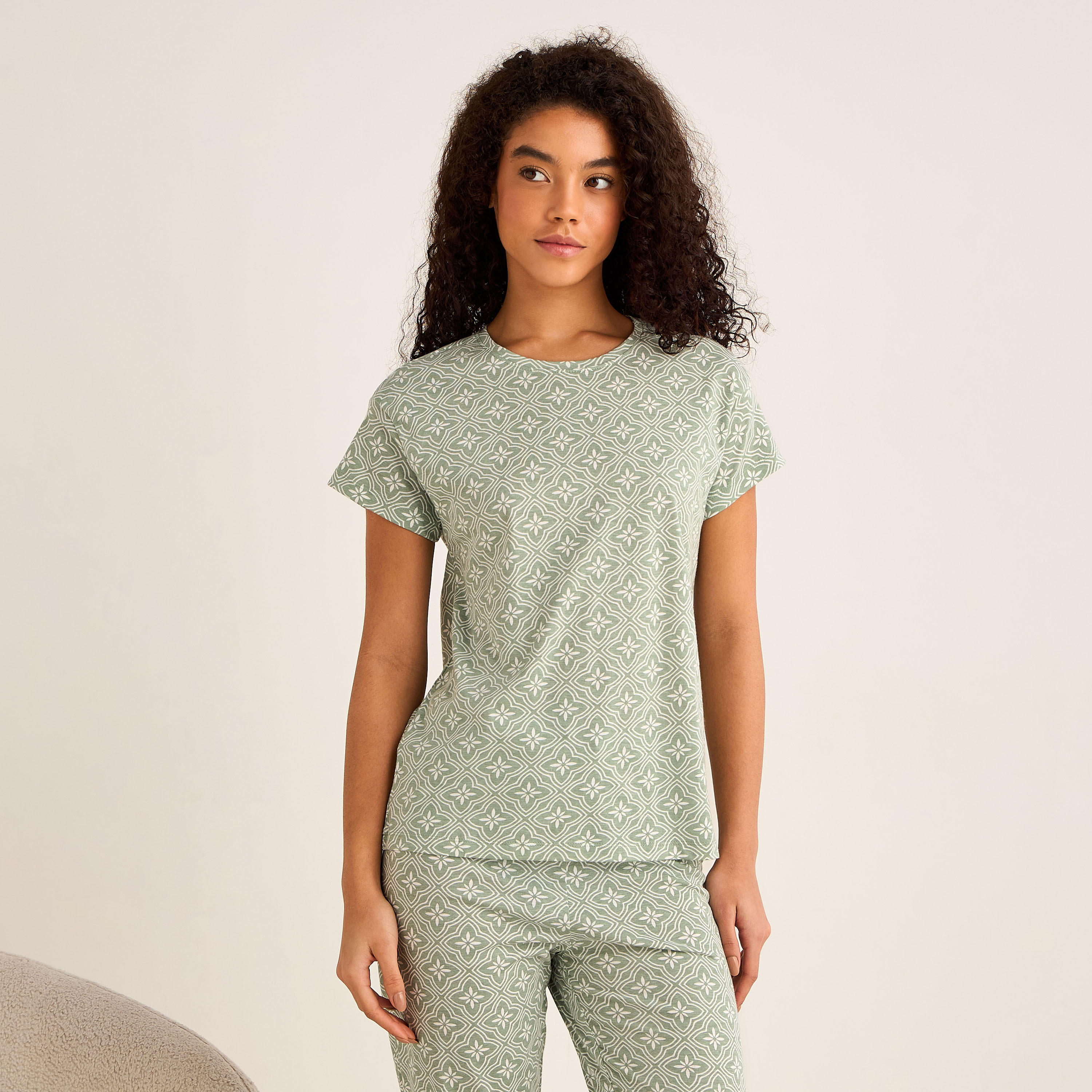 Pyjama Set Printed T-shirt & Pyjama-women-clothing-nightwear-pyjamas-longsets-image-2