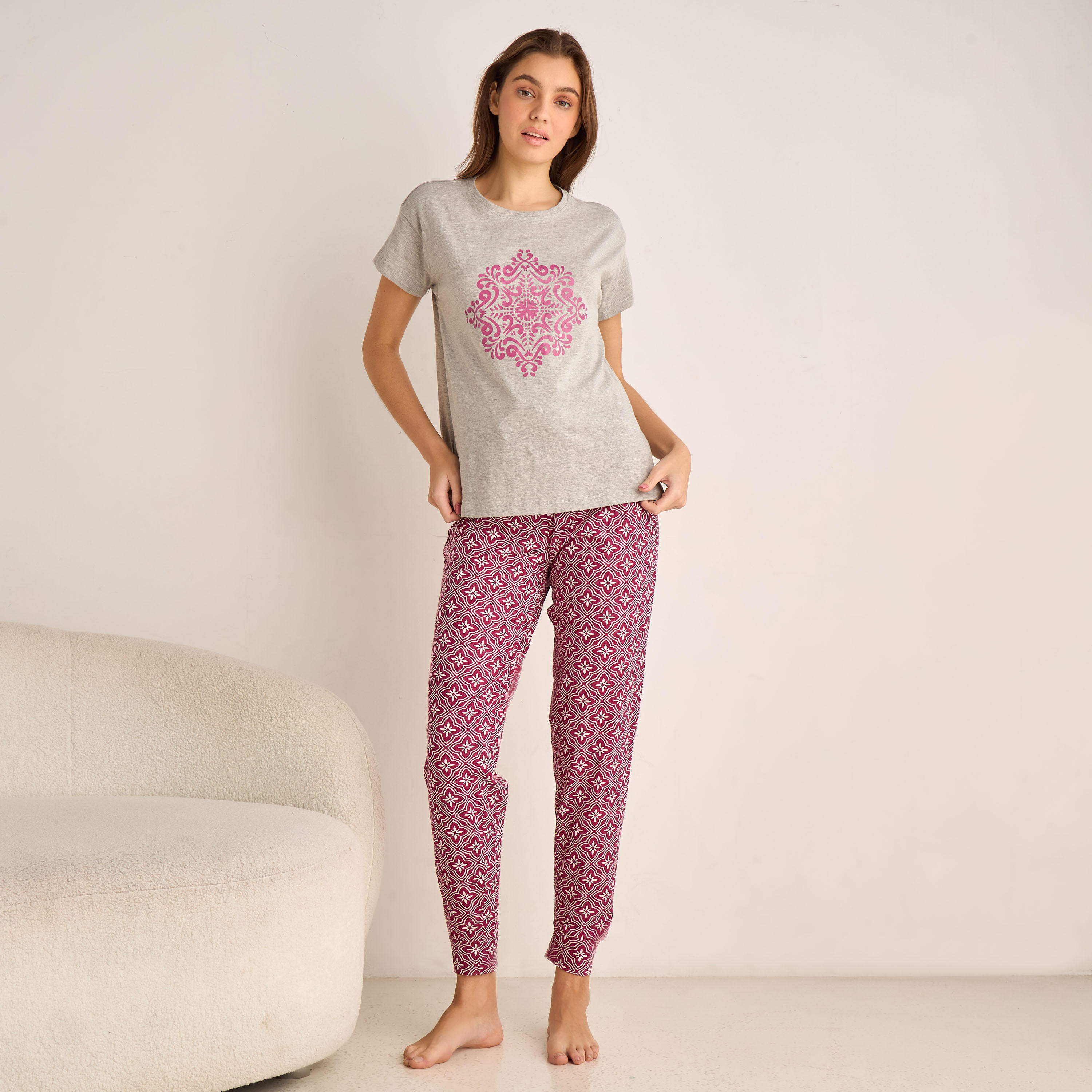 Pyjama Set Printed T-shirt & Pyjama-women-clothing-nightwear-pyjamas-longsets-image-1