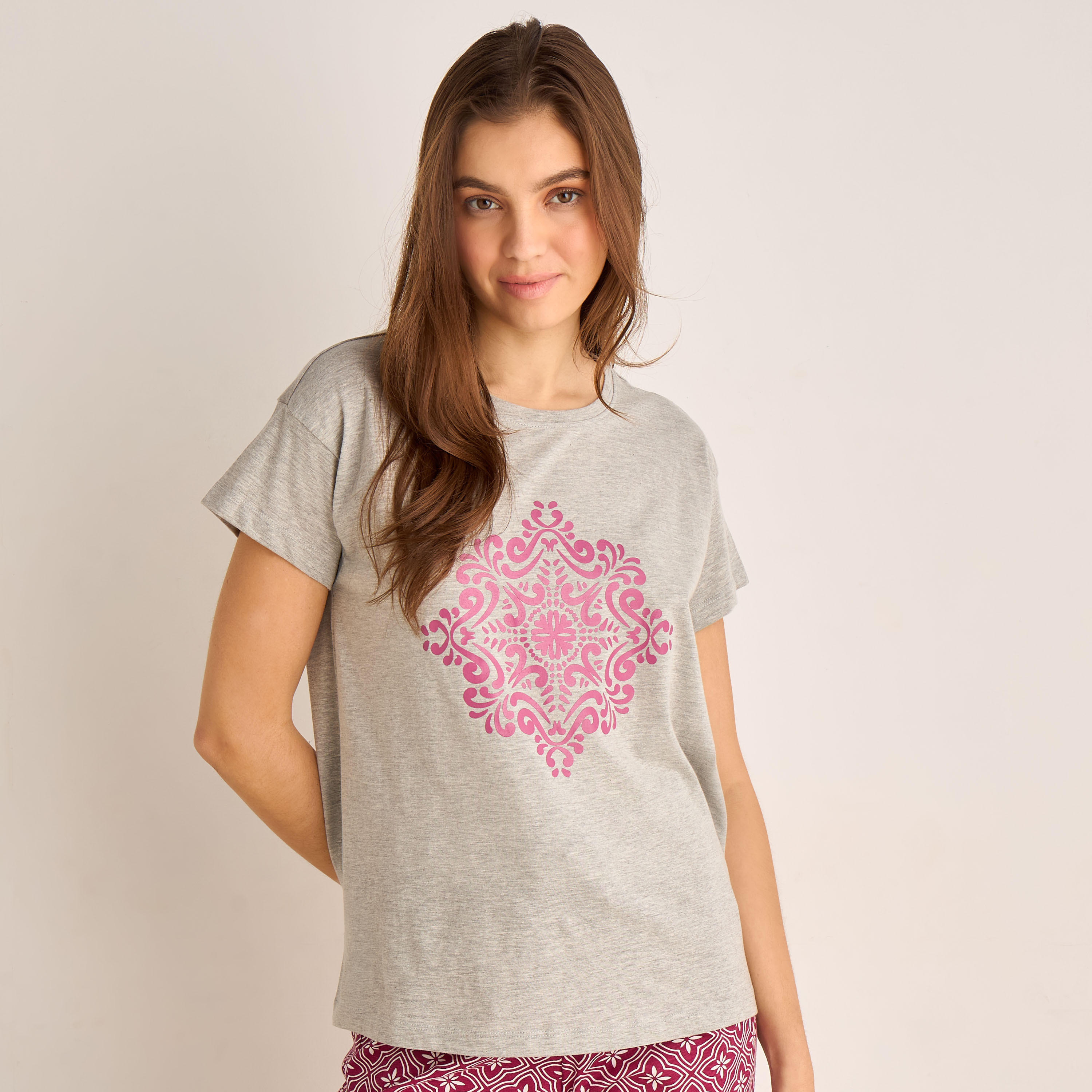 Pyjama Set Printed T-shirt & Pyjama-women-clothing-nightwear-pyjamas-longsets-image-2