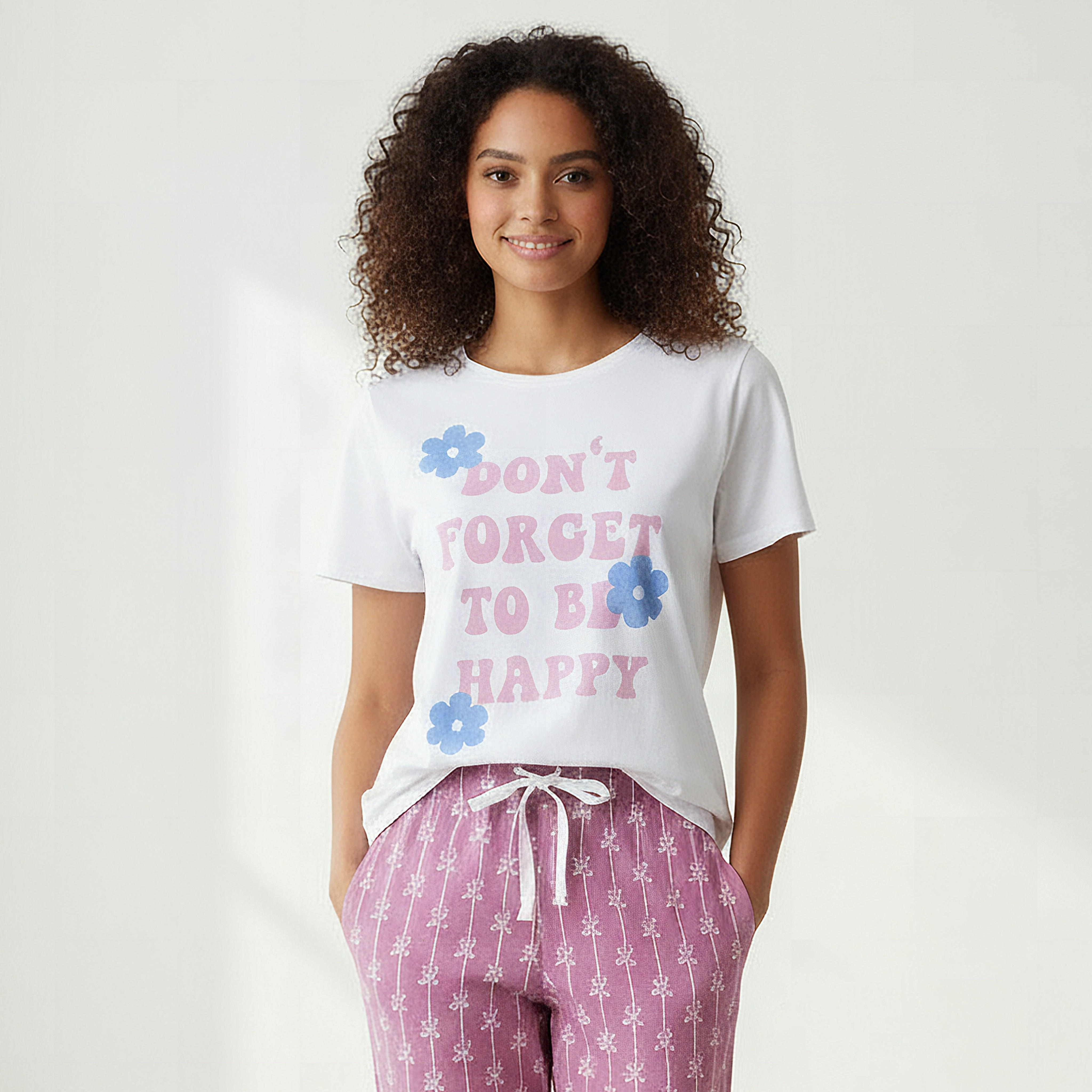 طقم تيشيرت وبنطلون بيجاما بطبعات-women-clothing-nightwear-pyjamas-longsets-image-2