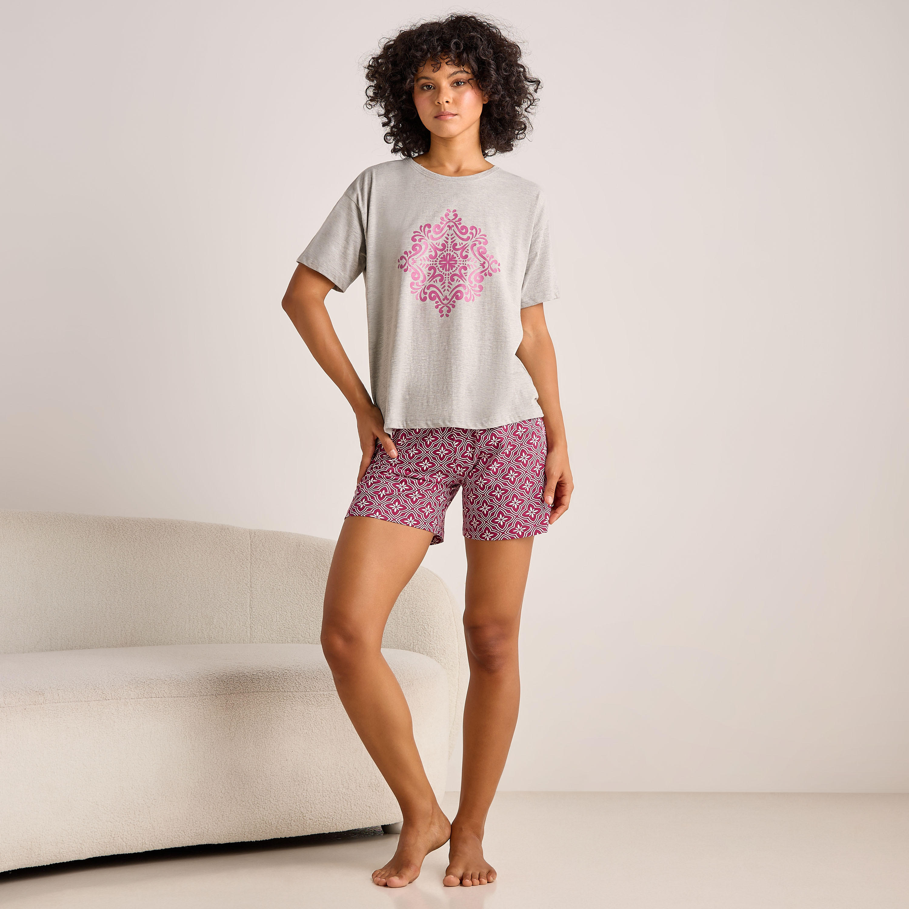 طقم بيجاما شورت تيشيرت مع شورت-women-clothing-nightwear-pyjamas-shortsets-image-6