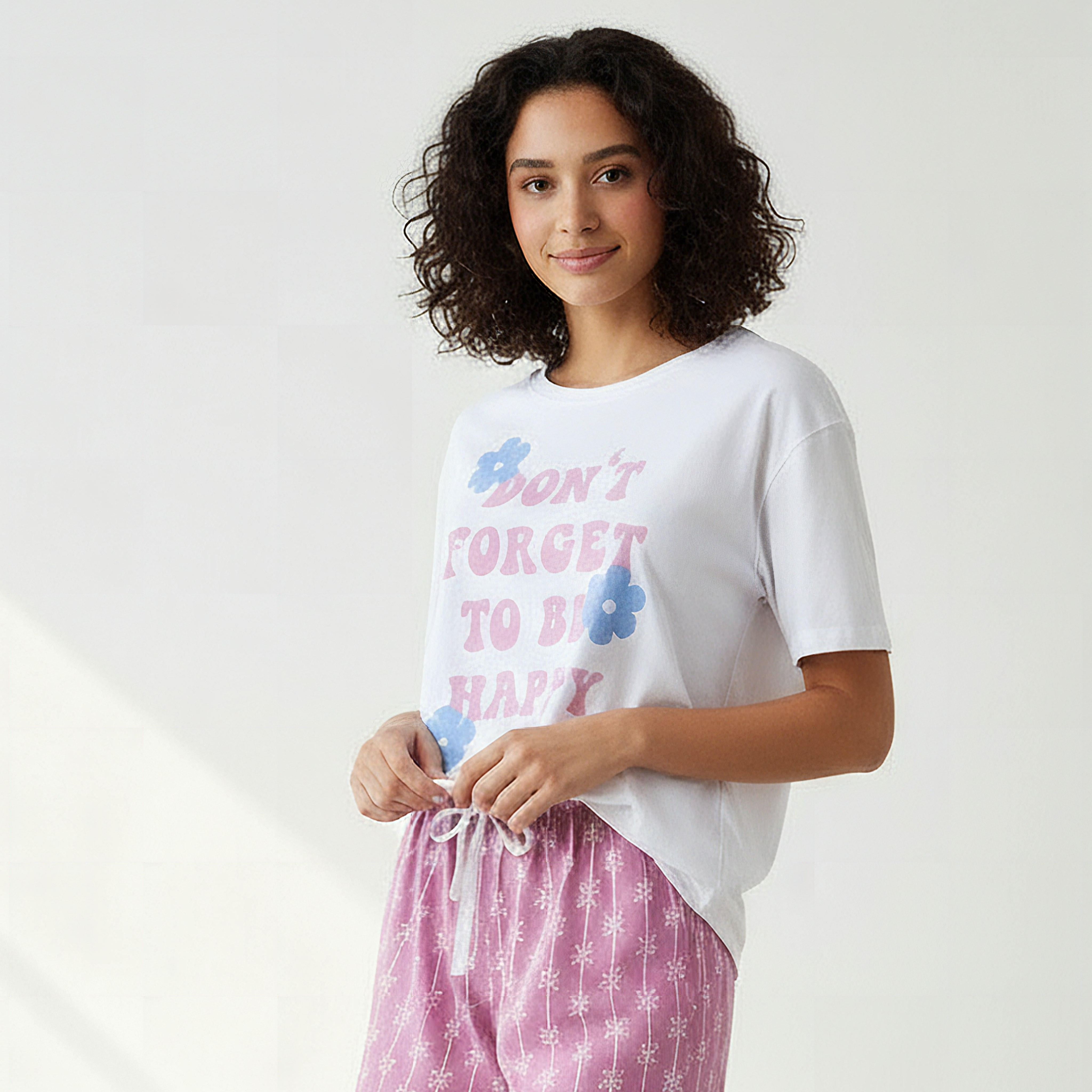 Pyjama Set Floral Print T-shirt & Pyjama-women-clothing-nightwear-pyjamas-longsets-image-2