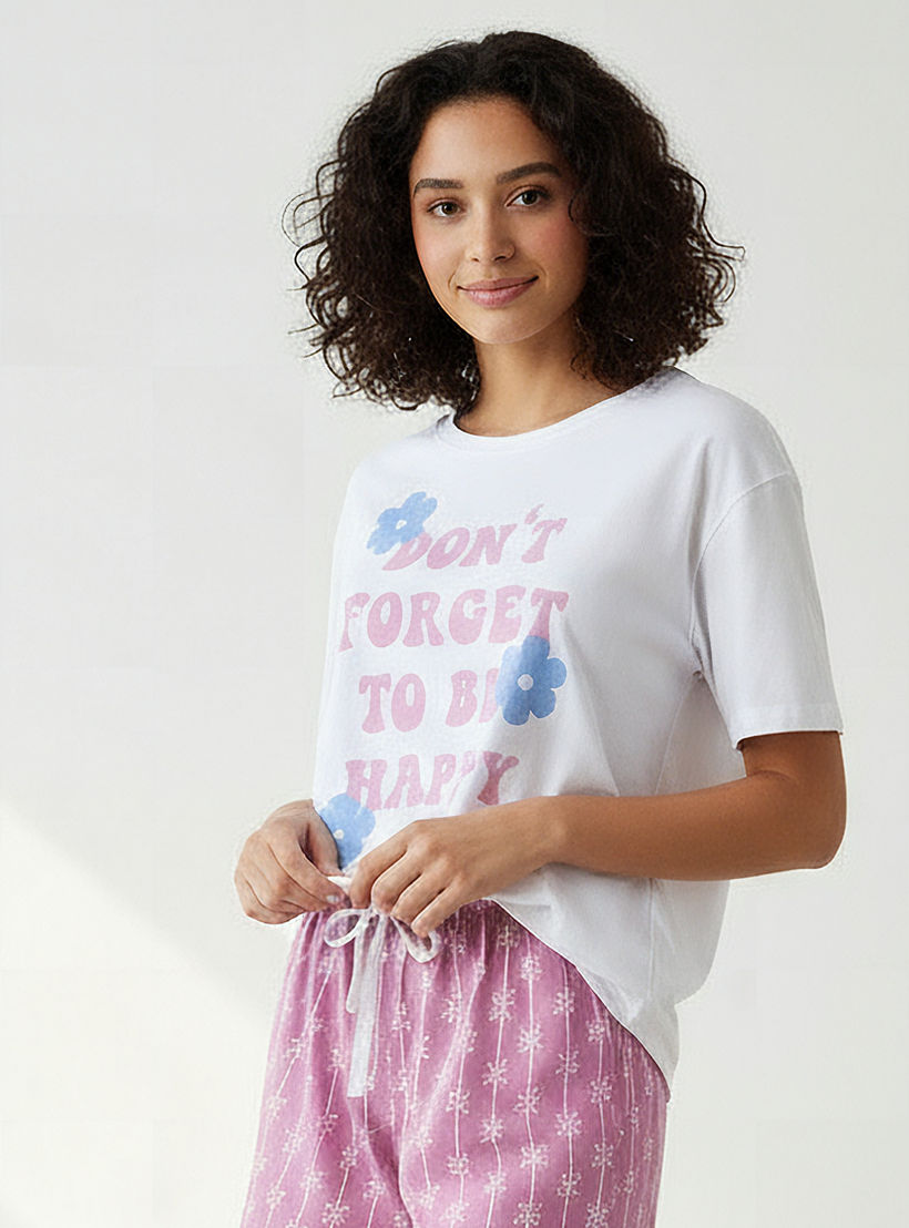 Pyjama Set Floral Print T-shirt & Pyjama-women-clothing-nightwear-pyjamas-longsets-image-2