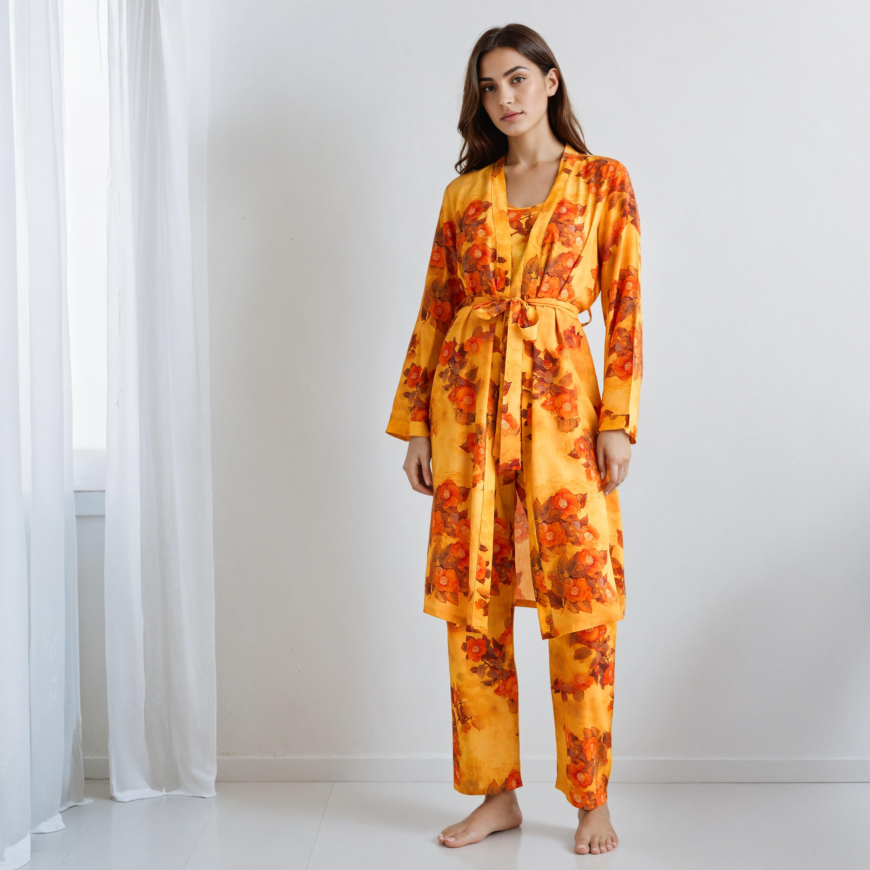 Pyjama Set with Robe Sleeveless Top & Pyjamas-women-clothing-nightwear-pyjamas-longsets-image-1