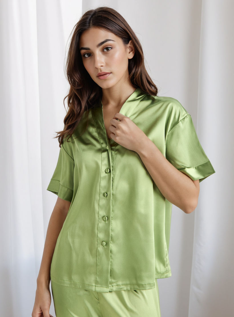 Pyjama Set Button-Down Shirt & Trousers-women-clothing-nightwear-pyjamas-longsets-image-2