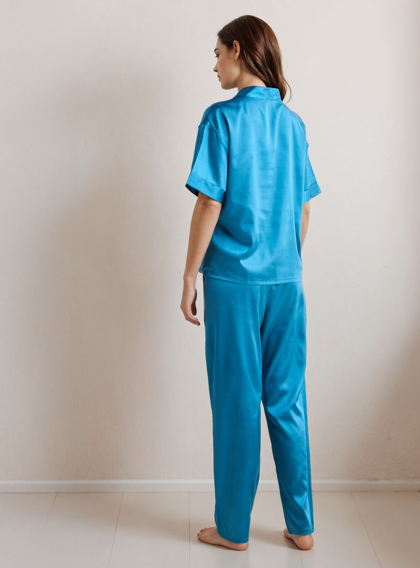 Pyjama Set Button-Down Shirt & Trousers-women-clothing-nightwear-pyjamas-longsets-image-2