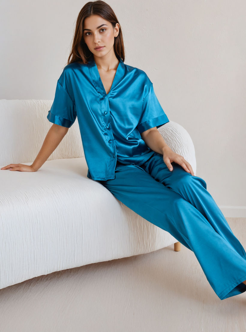 Pyjama Set Button-Down Shirt & Trousers-women-clothing-nightwear-pyjamas-longsets-image-6