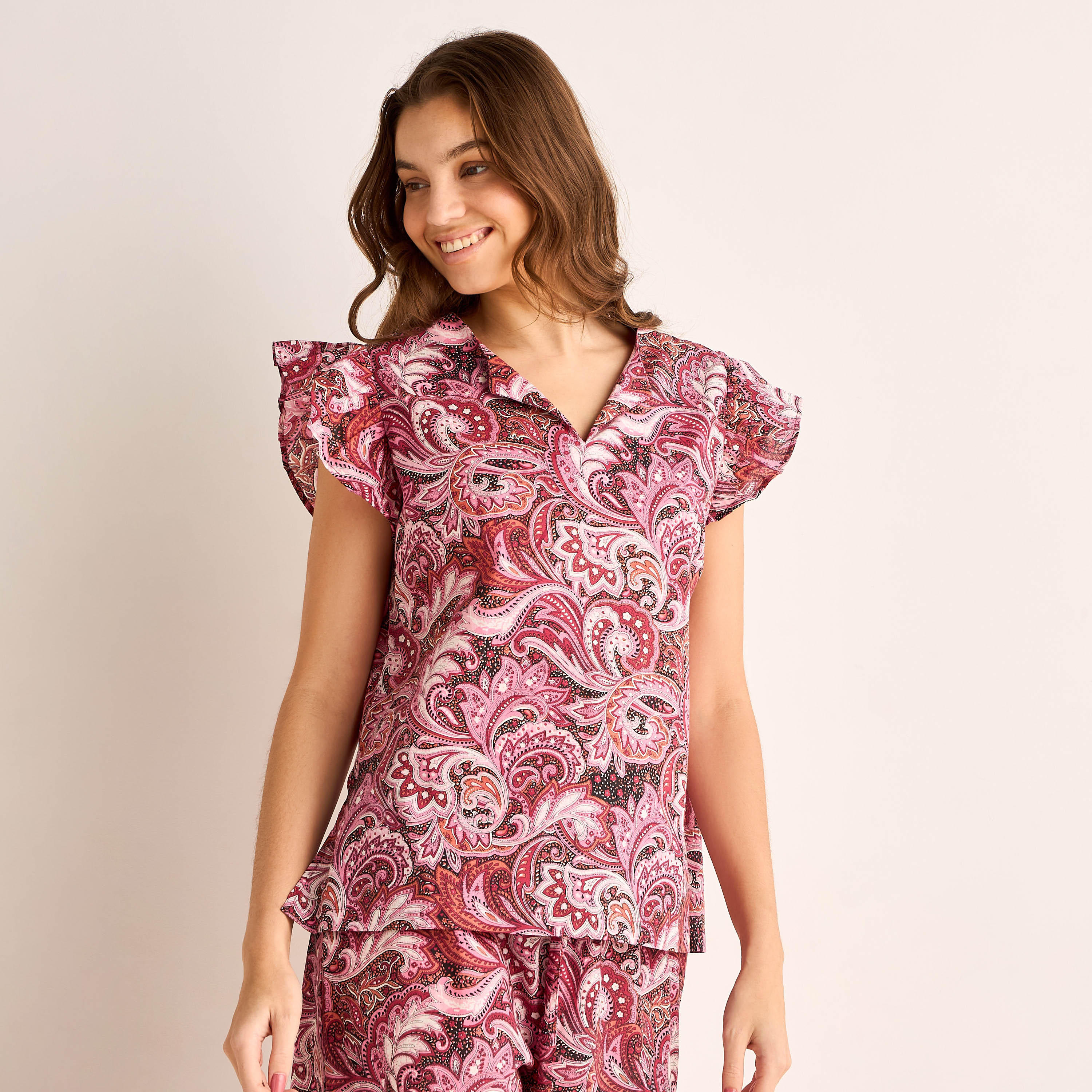 طقم بلوزة وبنطلون بيجاما قطن-women-clothing-nightwear-pyjamas-longsets-image-5