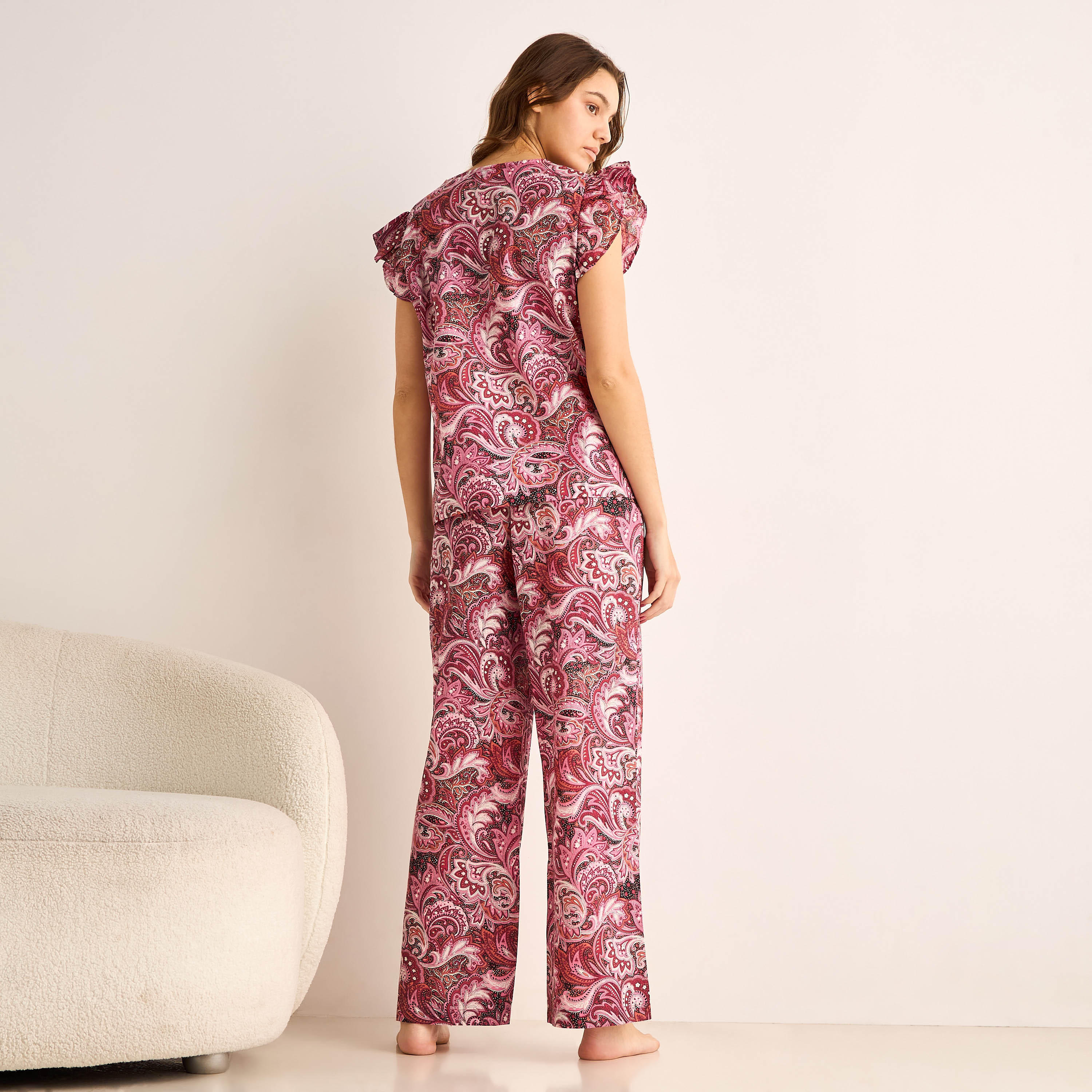 طقم بلوزة وبنطلون بيجاما قطن-women-clothing-nightwear-pyjamas-longsets-image-3