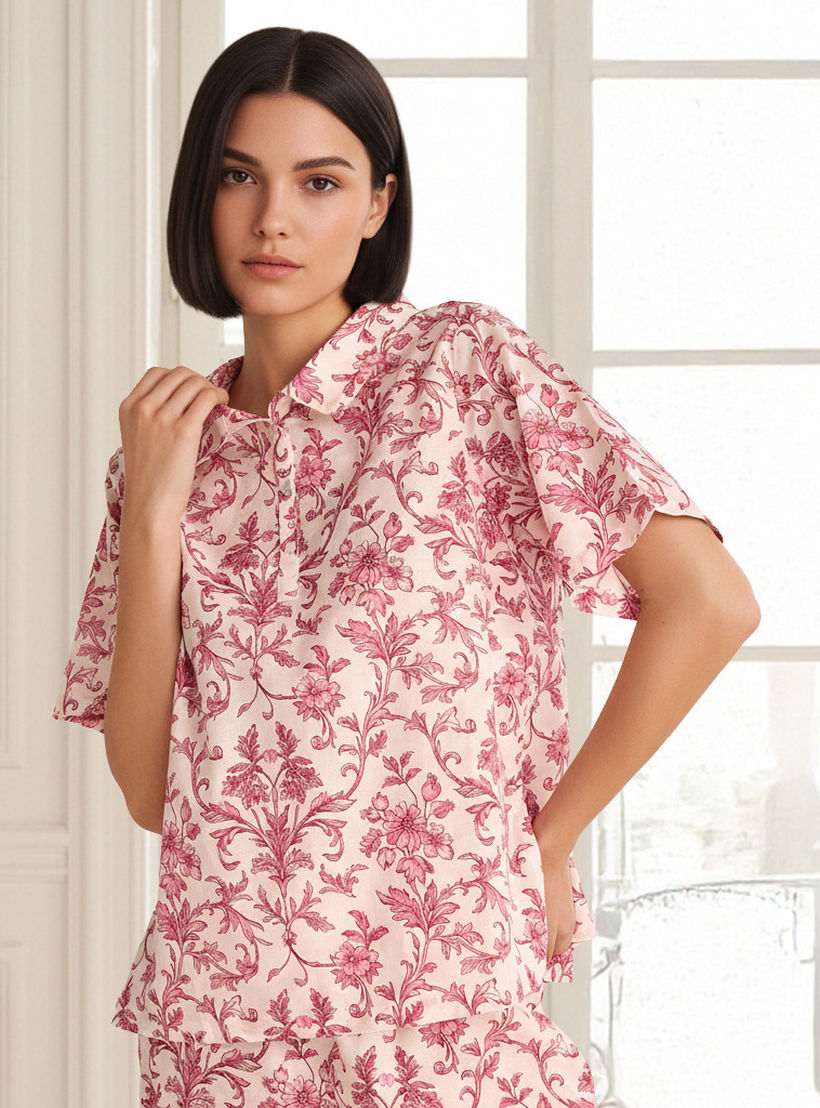 طقم بيجاما بنطلون وبلوزة قطن-women-clothing-nightwear-pyjamas-longsets-image-2