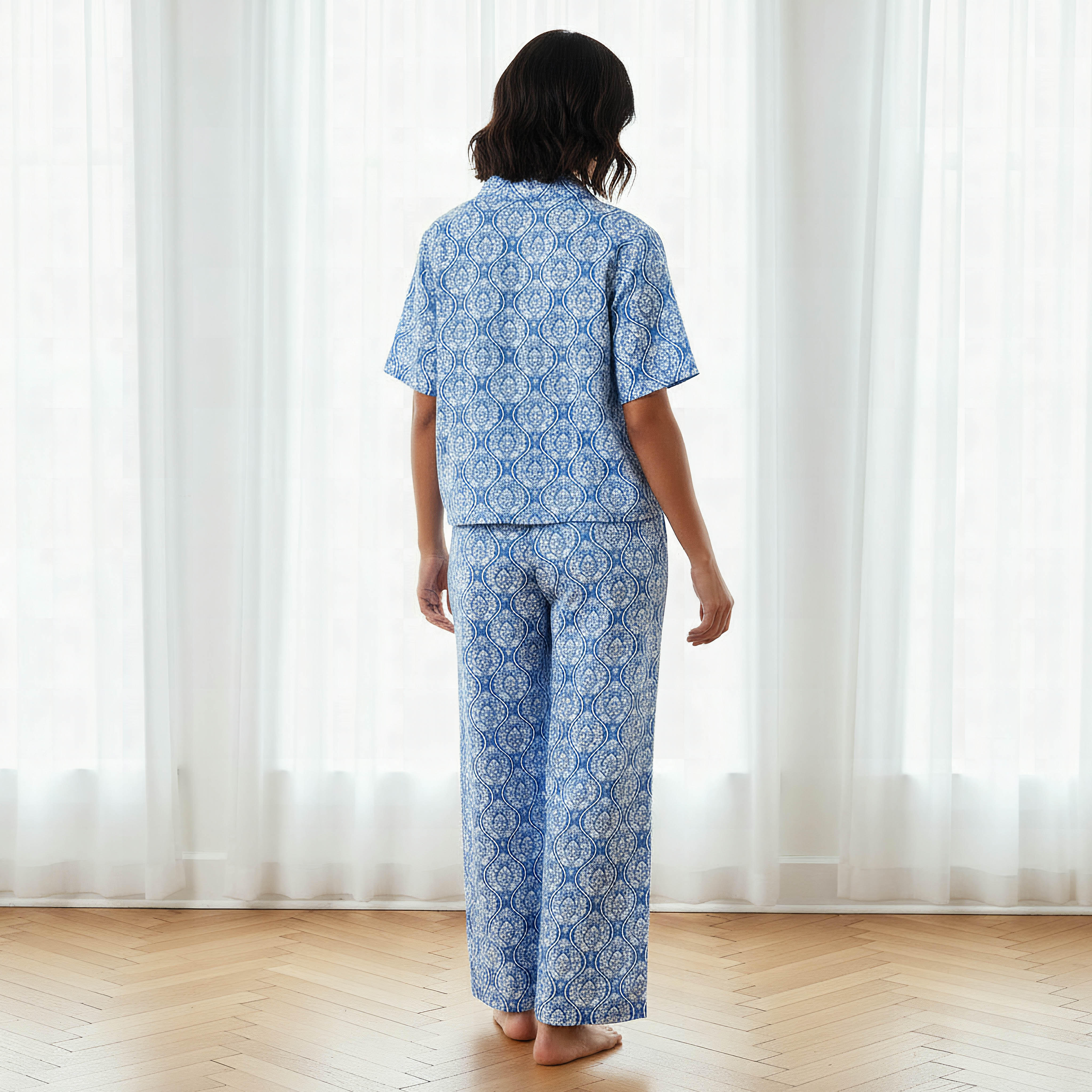 طقم بيجاما بنطلون وبلوزة قطن-women-clothing-nightwear-pyjamas-longsets-image-3