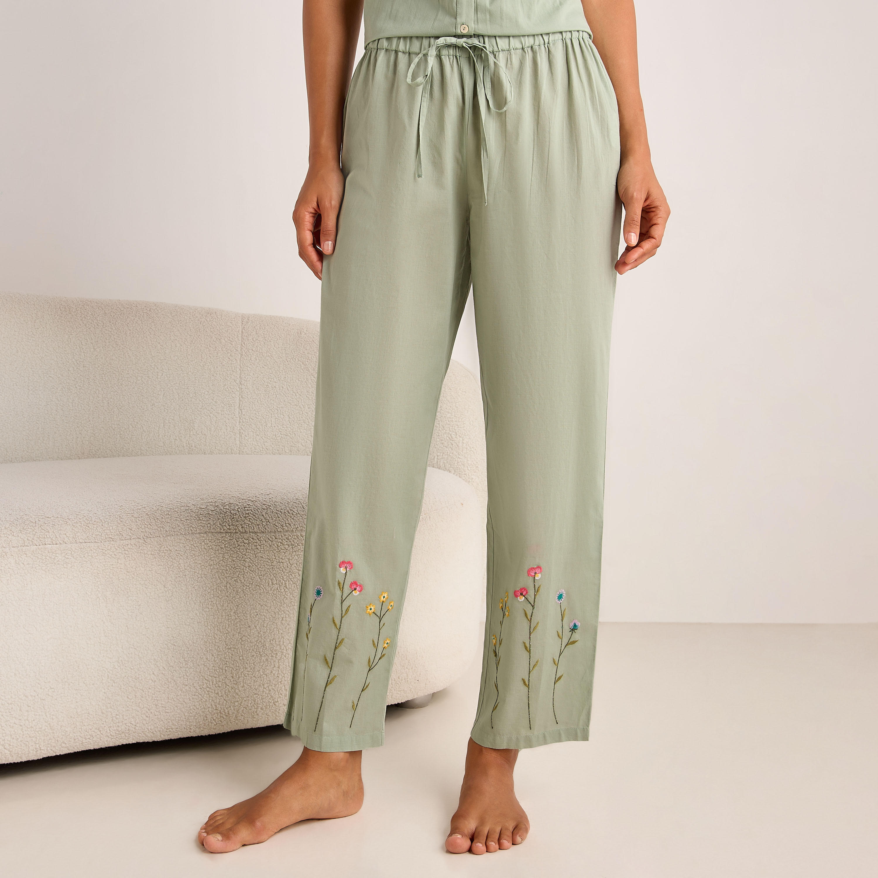 Pyjama Set Button-Down Top and Pants Cotton-women-clothing-nightwear-pyjamas-longsets-image-3