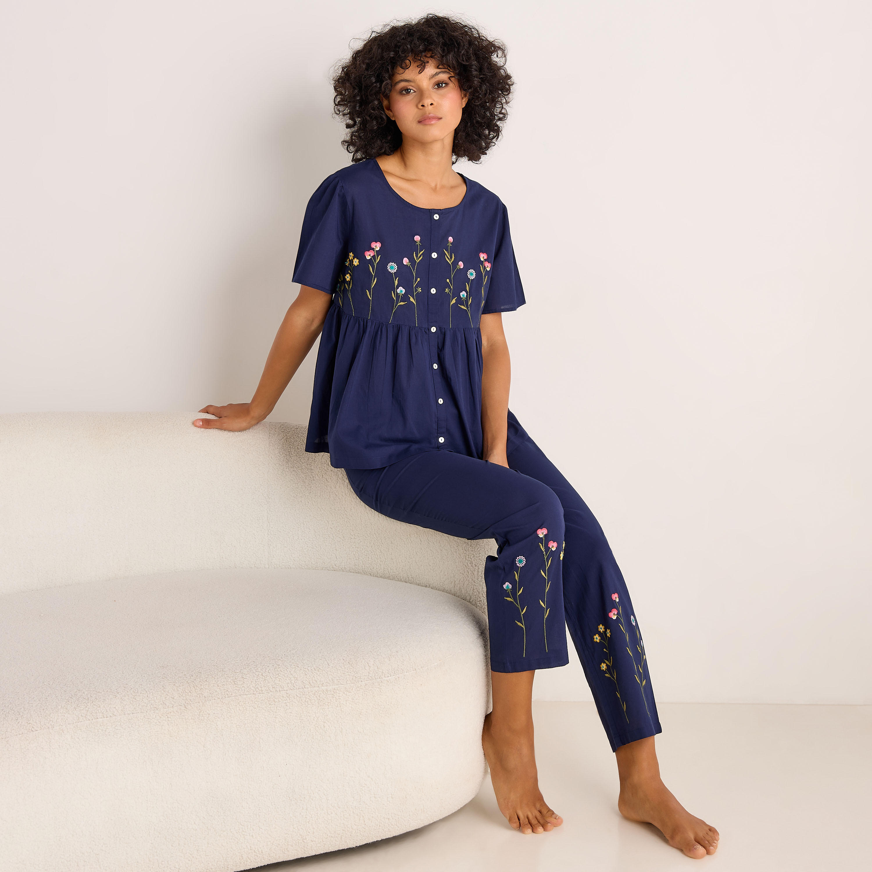 طقم بيجاما قطن من بنطلون وبلوزة بأزرار-women-clothing-nightwear-pyjamas-longsets-image-6