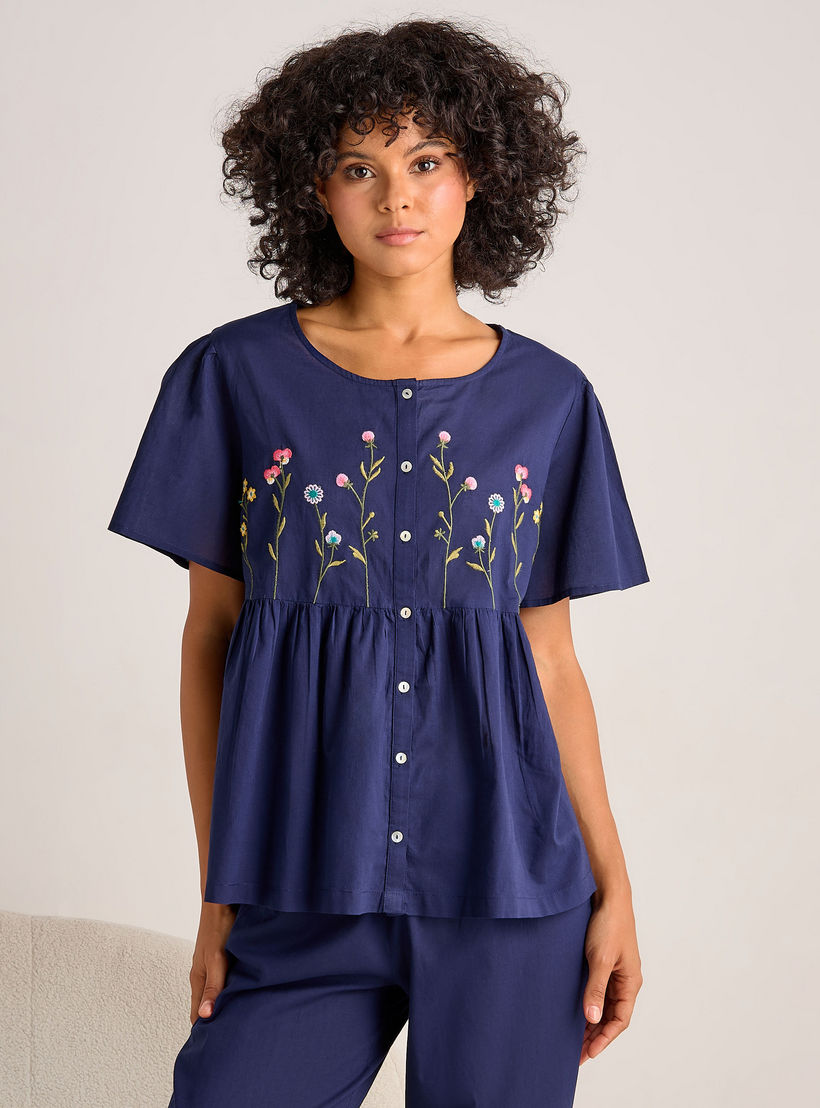 طقم بيجاما قطن من بنطلون وبلوزة بأزرار-women-clothing-nightwear-pyjamas-longsets-image-5