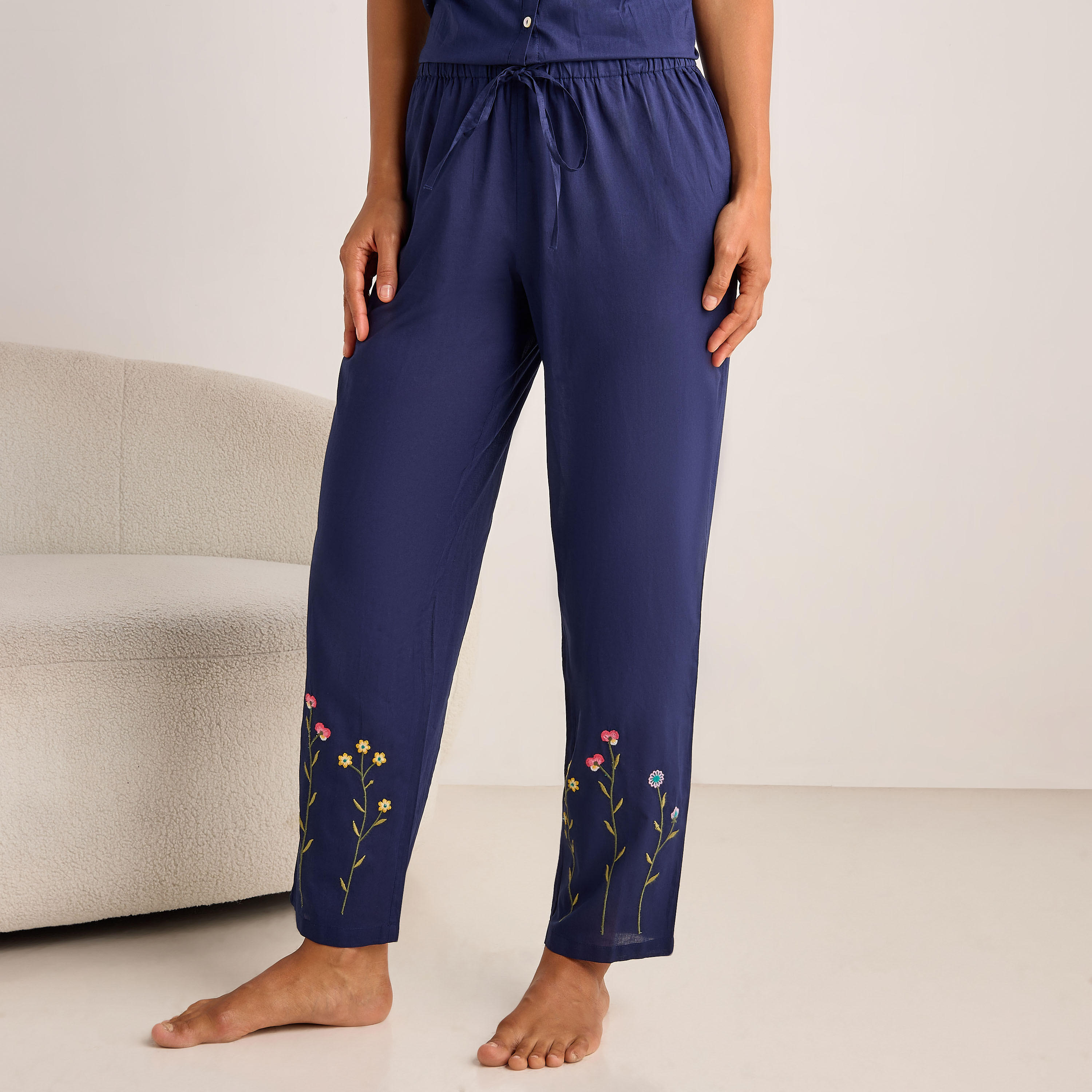 طقم بيجاما قطن من بنطلون وبلوزة بأزرار-women-clothing-nightwear-pyjamas-longsets-image-4