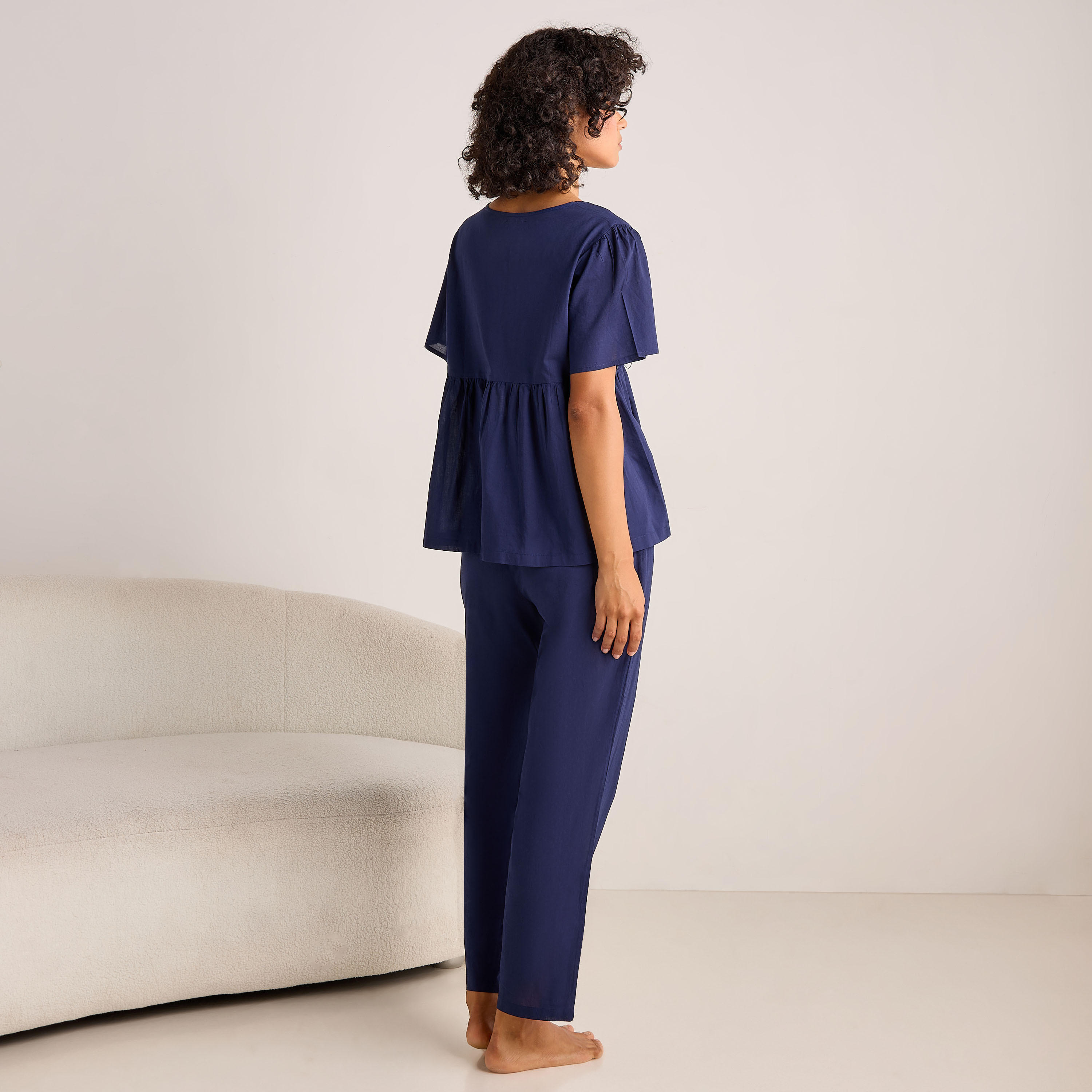 طقم بيجاما قطن من بنطلون وبلوزة بأزرار-women-clothing-nightwear-pyjamas-longsets-image-3