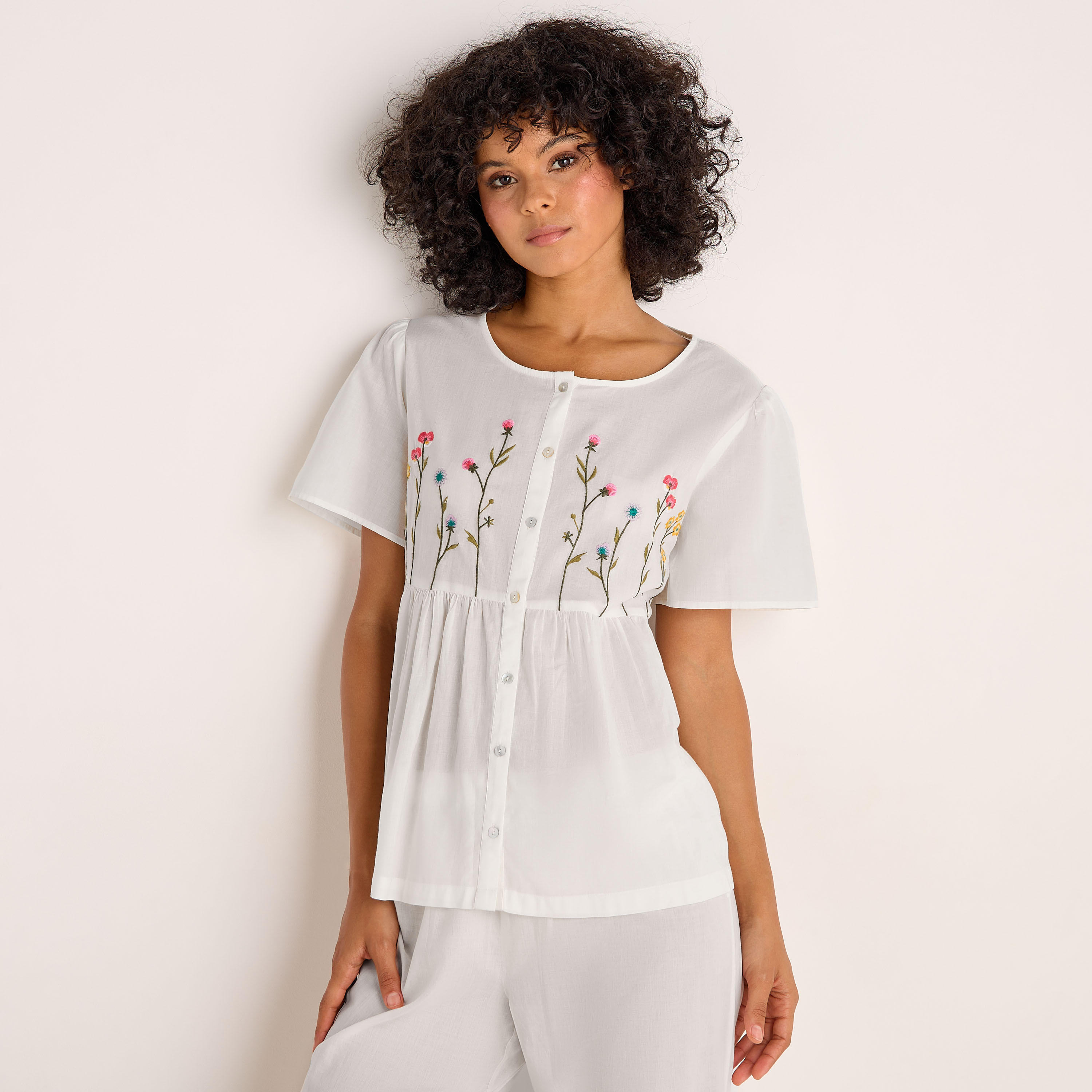 طقم بيجاما قطن من بنطلون وبلوزة بأزرار-women-clothing-nightwear-pyjamas-longsets-image-2