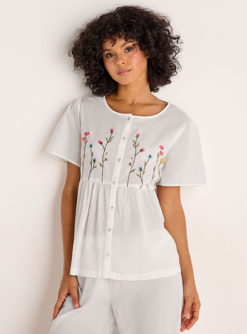 طقم بيجاما قطن من بنطلون وبلوزة بأزرار-women-clothing-nightwear-pyjamas-longsets-image-2
