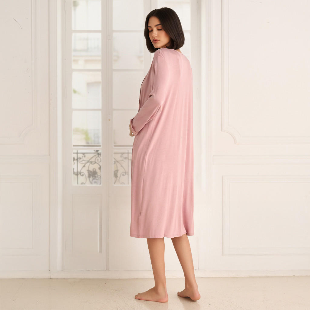 Night Dress with Robe Sleeveless Lace Detail-women-clothing-nightwear-nighties-image-2