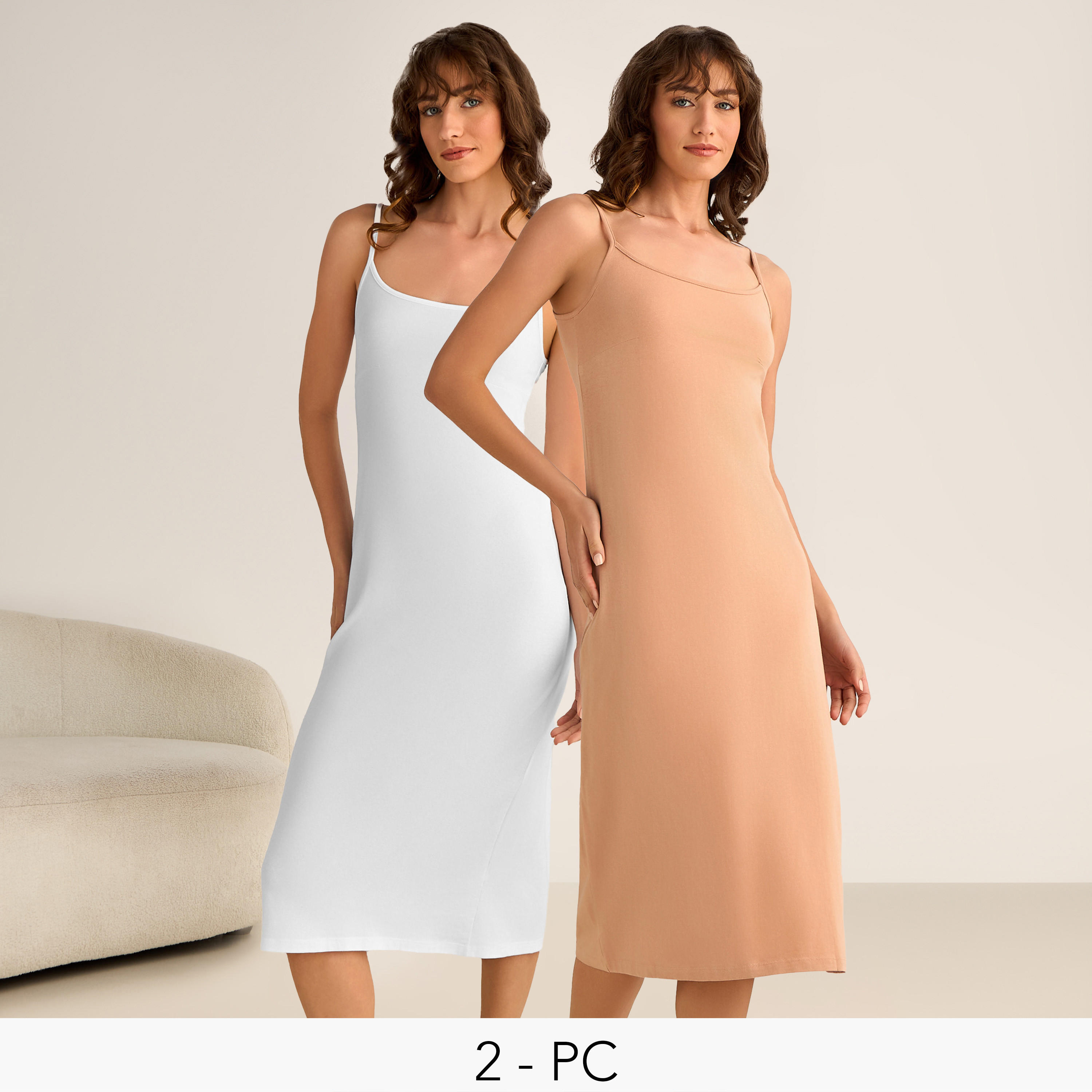 Set of 2 - Slip Dress with Adjustable Strap-women-clothing-nightwear-nighties-image-1