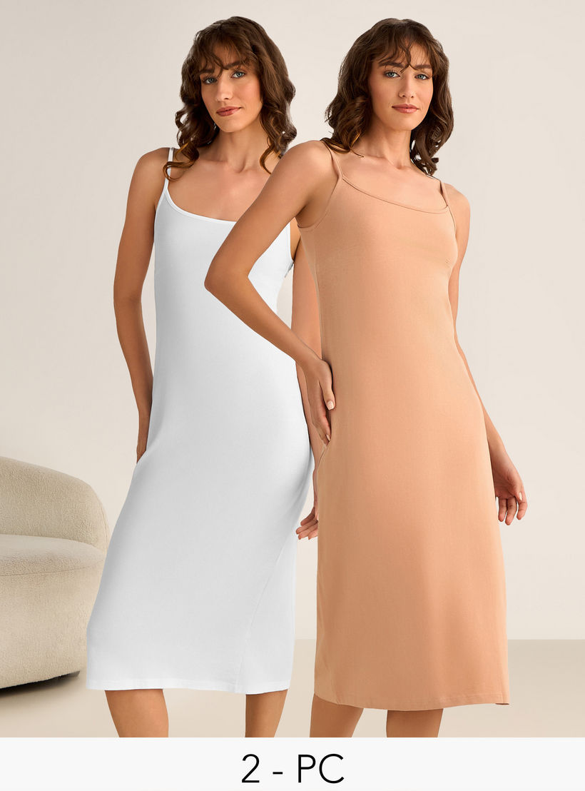 فستان داخلي بحمالات قابلة للتعديل - طقم من قطعتين-women-clothing-nightwear-nighties-image-1