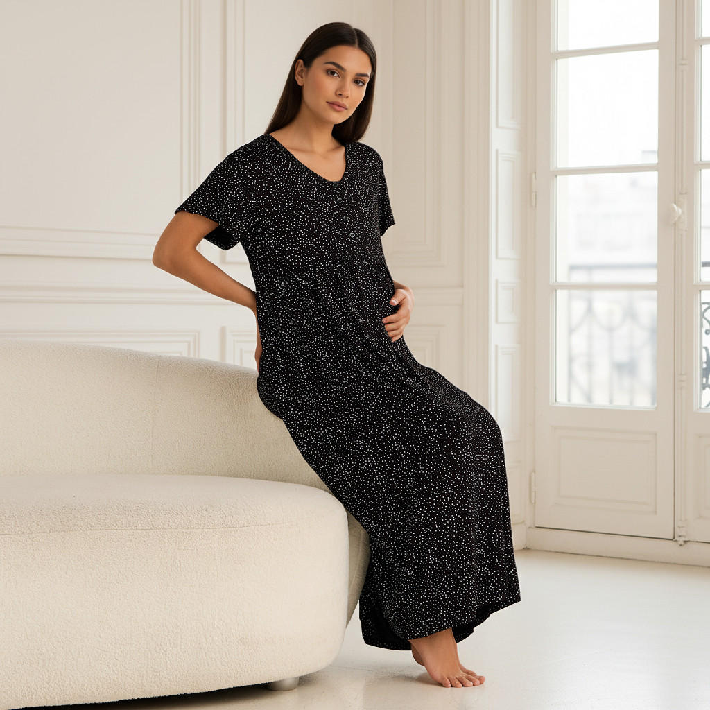 Maxi Maternity Night Dress Short Sleeves with Polka Dot Print-PROMO_SP_SA_BUNDLE_2FOR159_180925-image-5