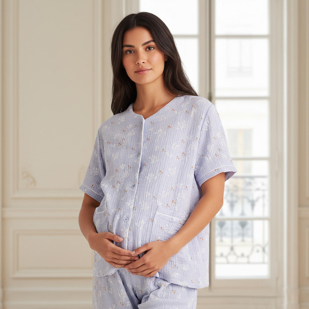Maternity Pyjama Set Shirt & Pants Cotton-women-clothing-nightwear-pyjamas-longsets-image-2