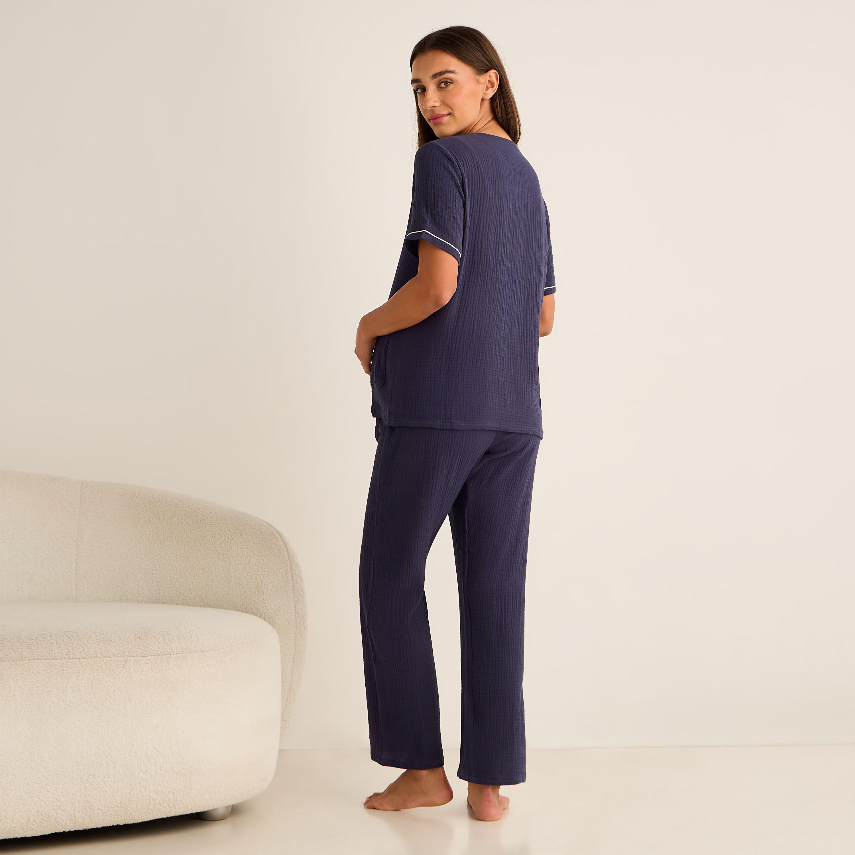 طقم قميص وبنطلون بيجاما قطن للحوامل-women-clothing-nightwear-pyjamas-longsets-image-2
