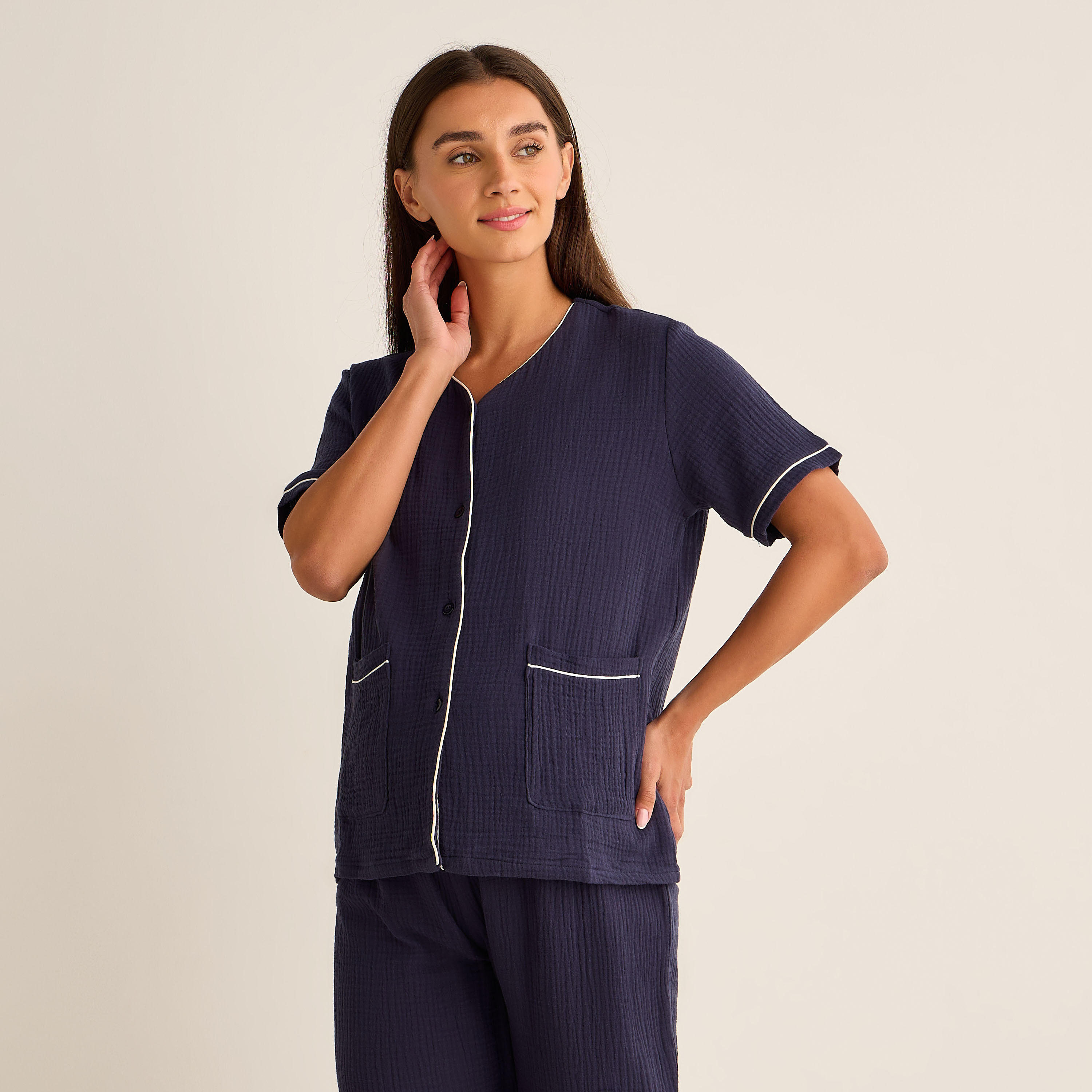 طقم قميص وبنطلون بيجاما قطن للحوامل-women-clothing-nightwear-pyjamas-longsets-image-3