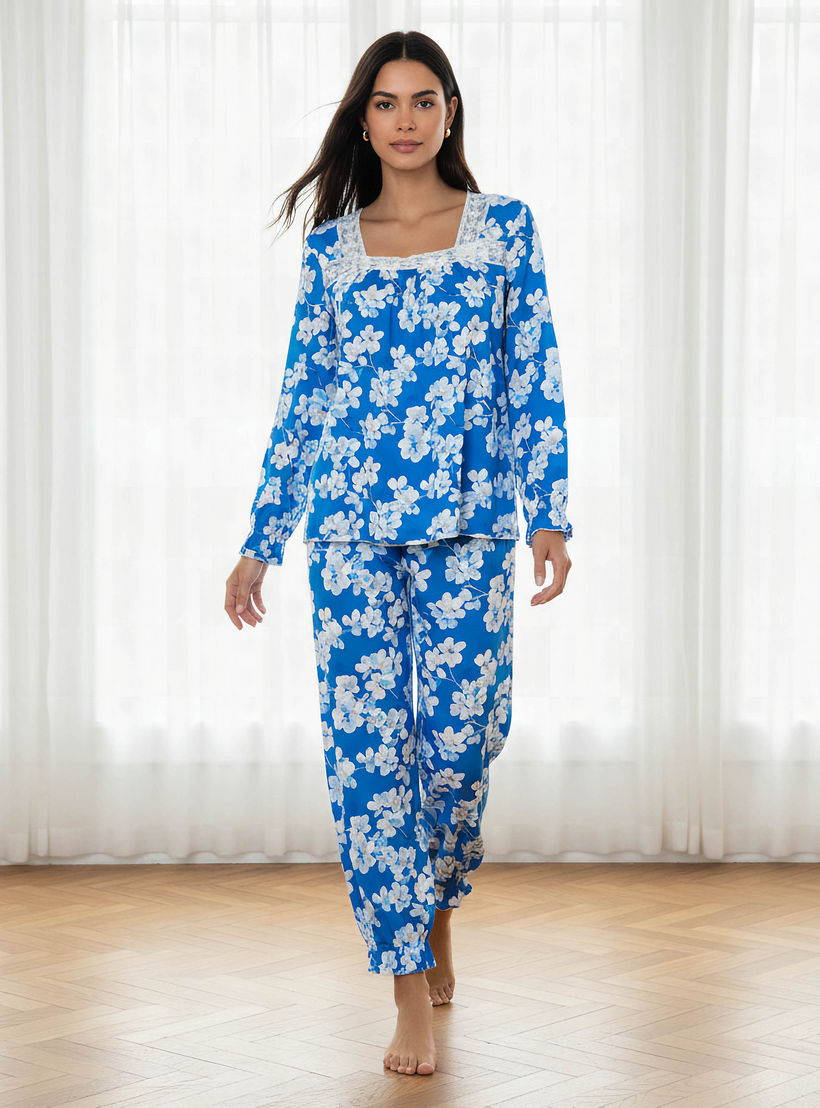 طقم بيجاما بلوزة وبنطلون-women-clothing-nightwear-pyjamas-longsets-image-1