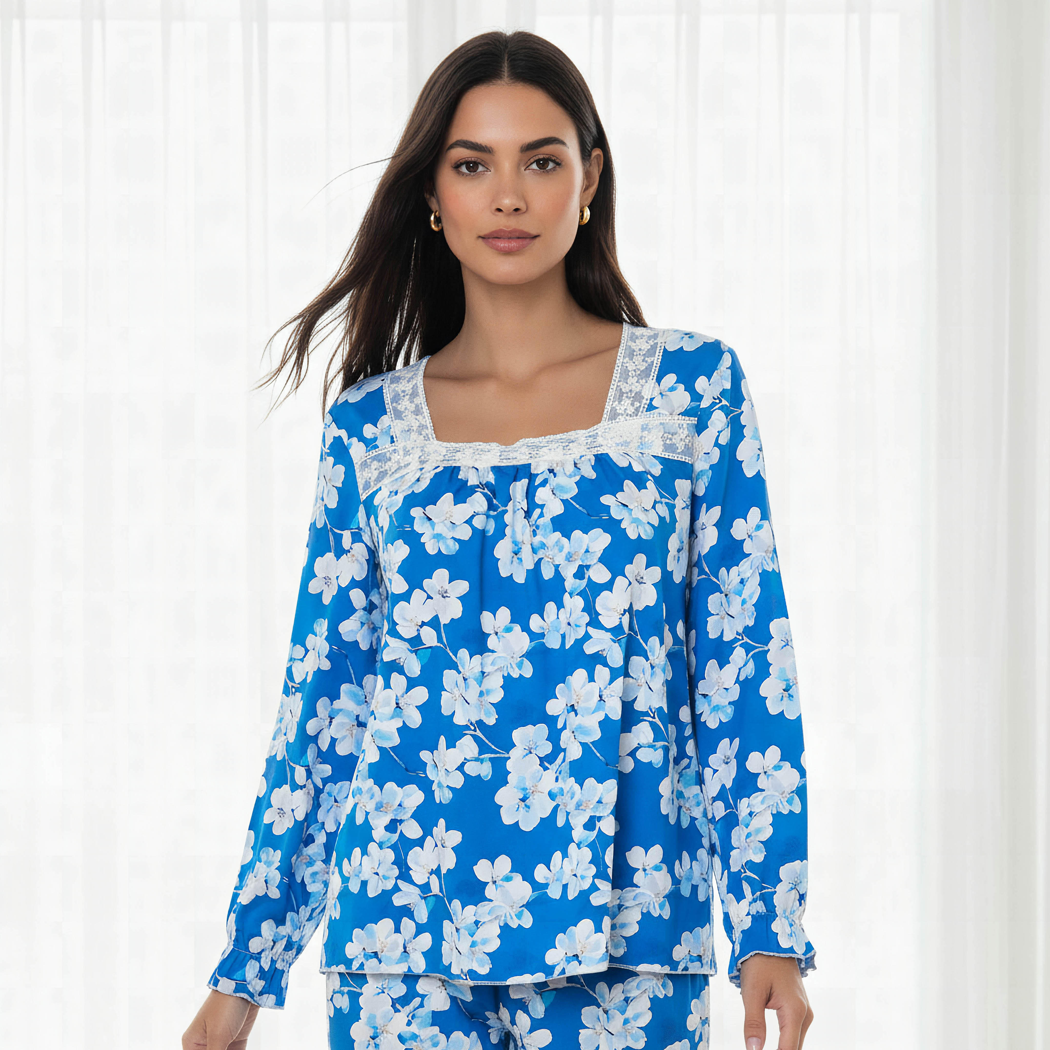 طقم بيجاما بلوزة وبنطلون-women-clothing-nightwear-pyjamas-longsets-image-2