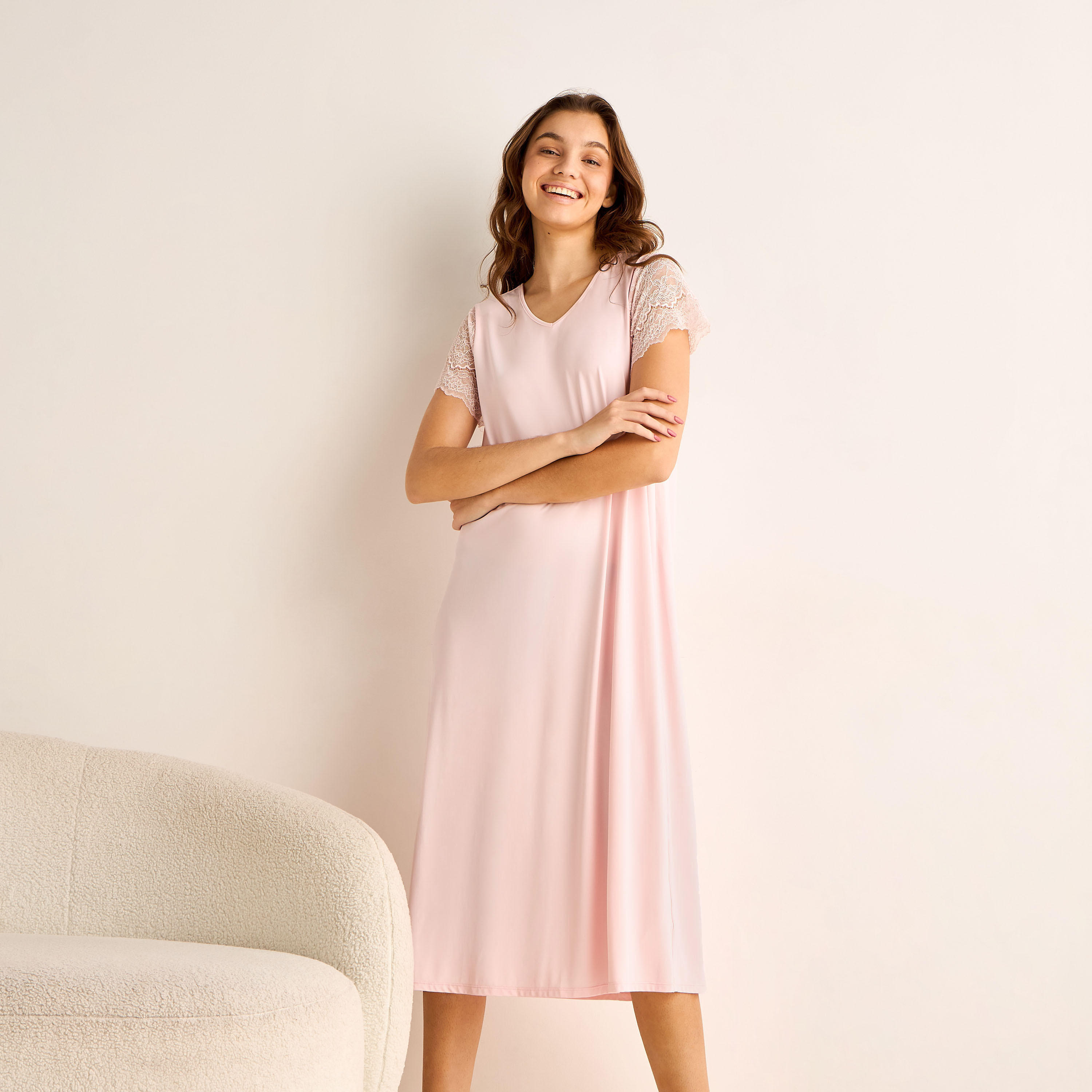Midi Night Dress Lace Sleeves-PROMO_SP_AE_2FOR99_110625-image-1