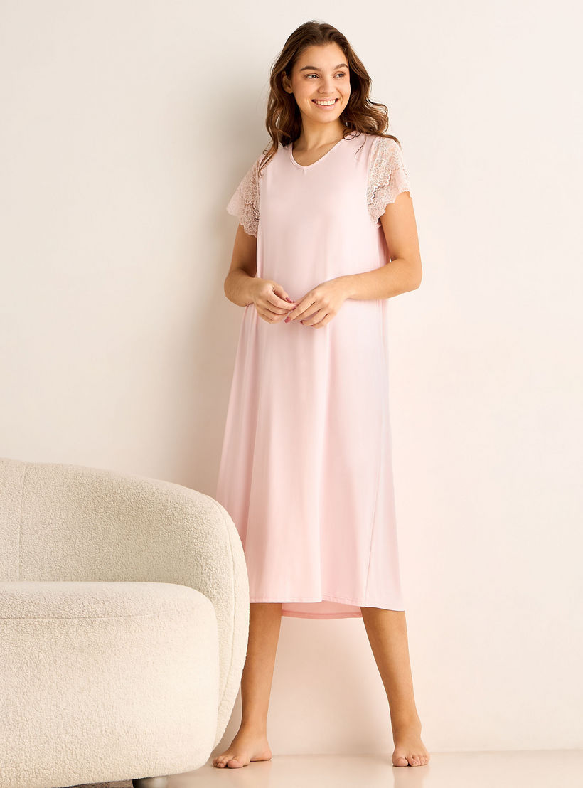 Midi Night Dress Lace Sleeves-PROMO_SP_AE_2FOR99_110625-image-2