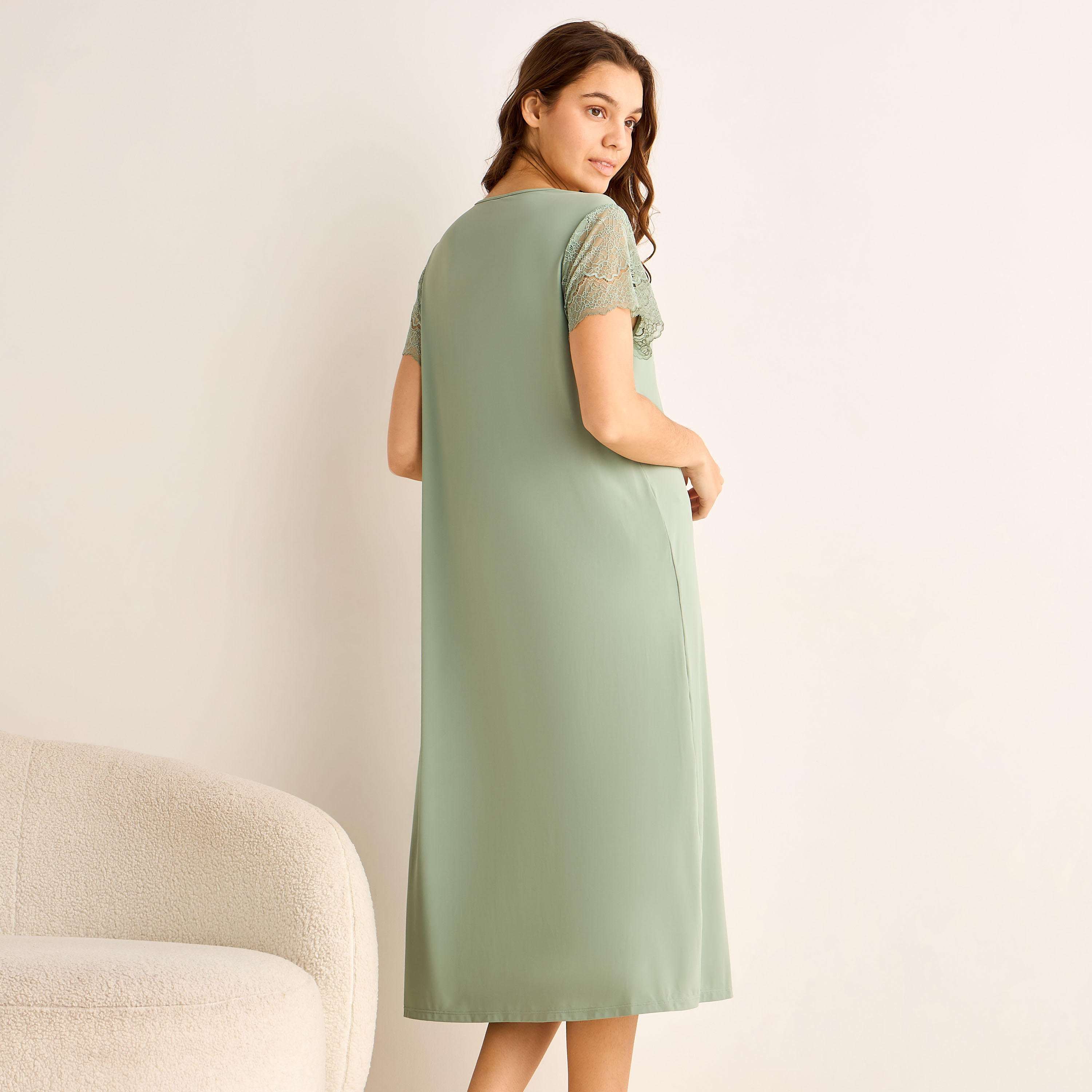 فستان نوم ميدي بأكمام دانتيل-women-clothing-nightwear-nighties-image-3