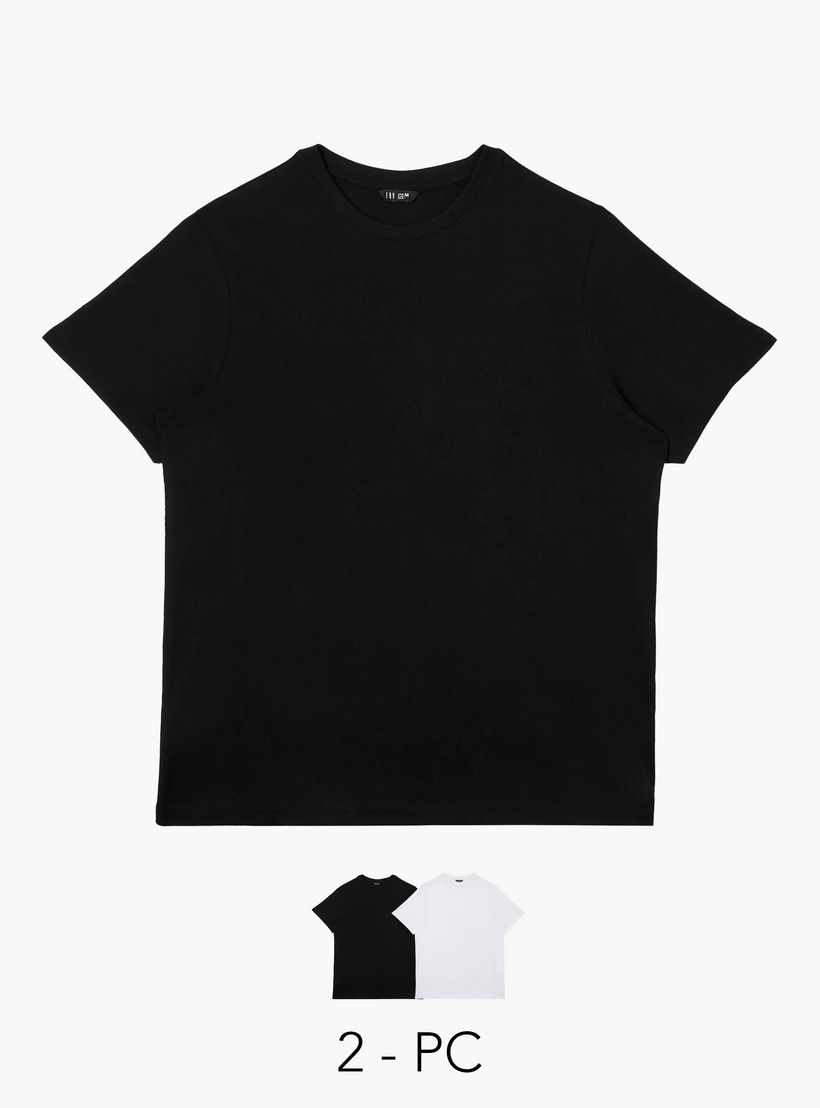 تيشيرتات بياقة ضيقة وأكمام قصيرة للرجال - طقم من قطعتين-men-clothing-tshirtsandpolos-tshirts-image-1