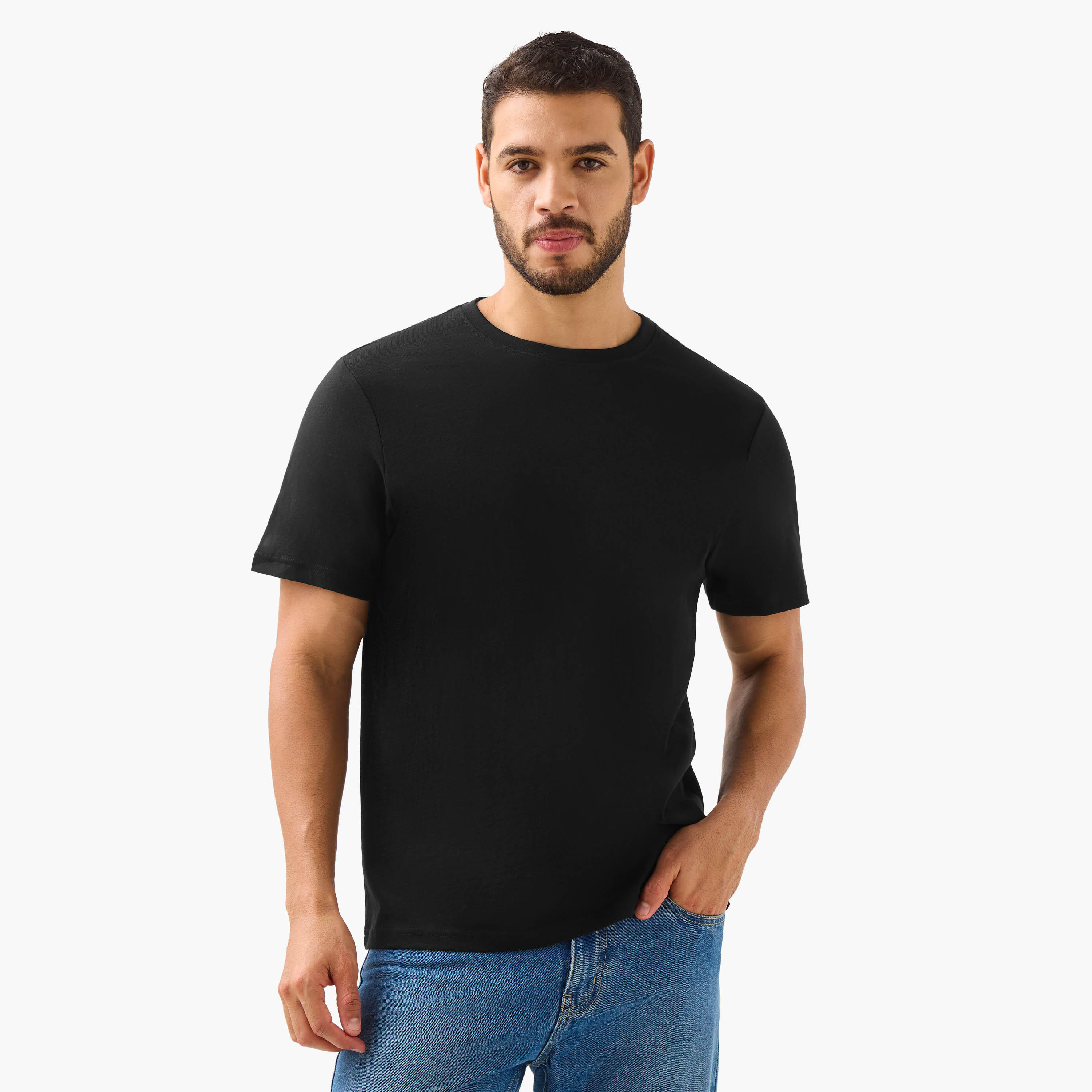 تيشيرتات بياقة ضيقة وأكمام قصيرة للرجال - طقم من قطعتين-men-clothing-tshirtsandpolos-tshirts-image-3