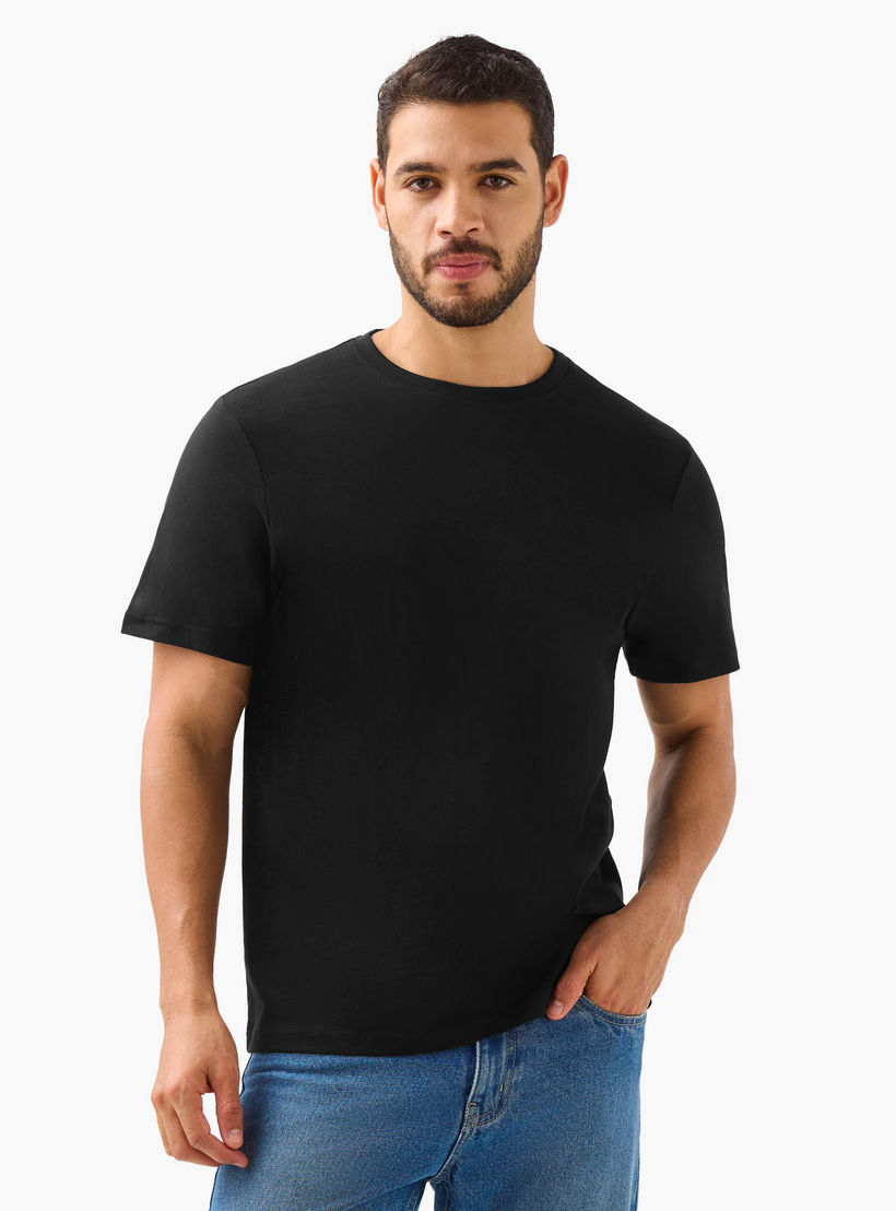 تيشيرتات بياقة ضيقة وأكمام قصيرة للرجال - طقم من قطعتين-men-clothing-tshirtsandpolos-tshirts-image-3
