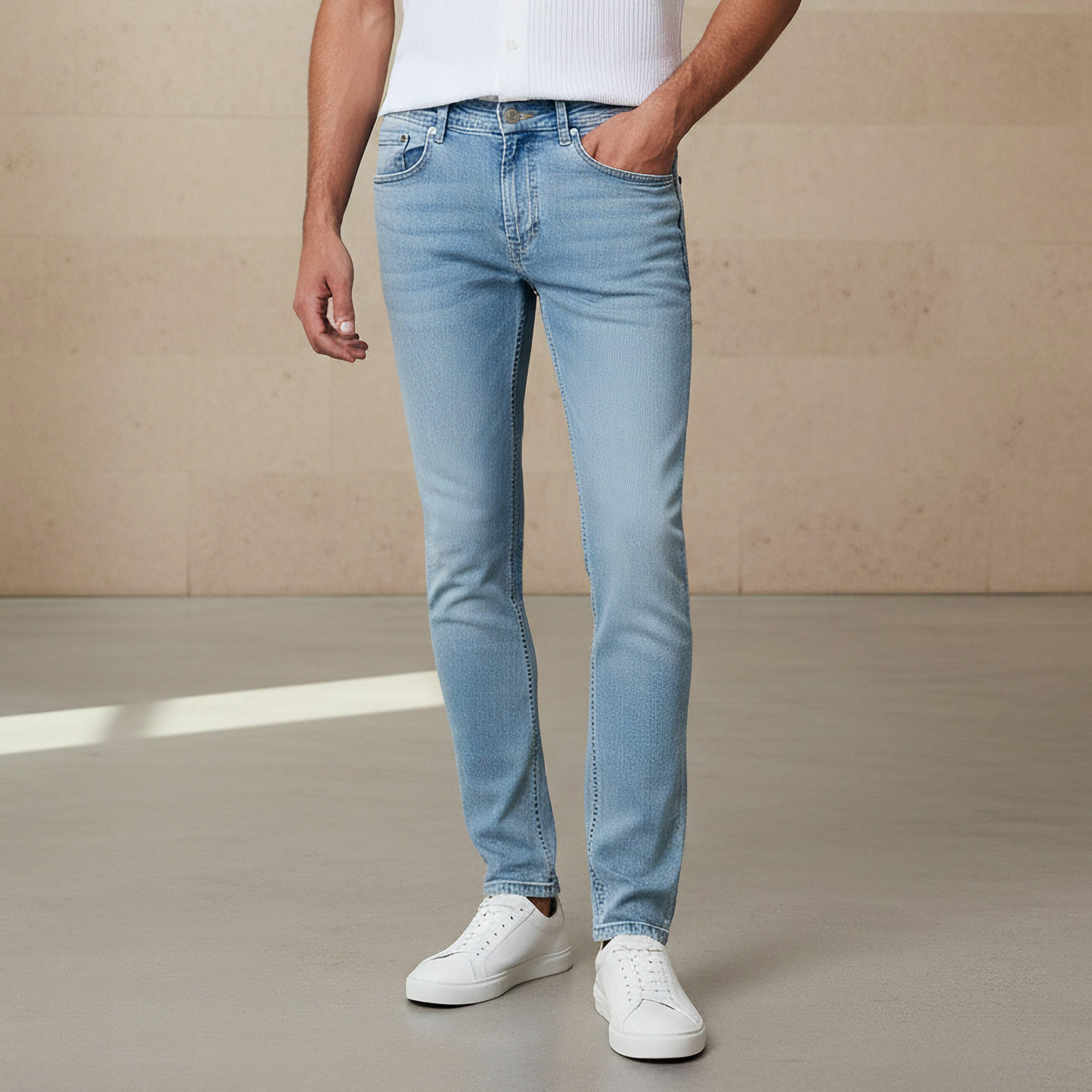 Men Skinny Fit Flexi Waist Pocket Jeans-men-clothing-bottoms-jeans-image-1